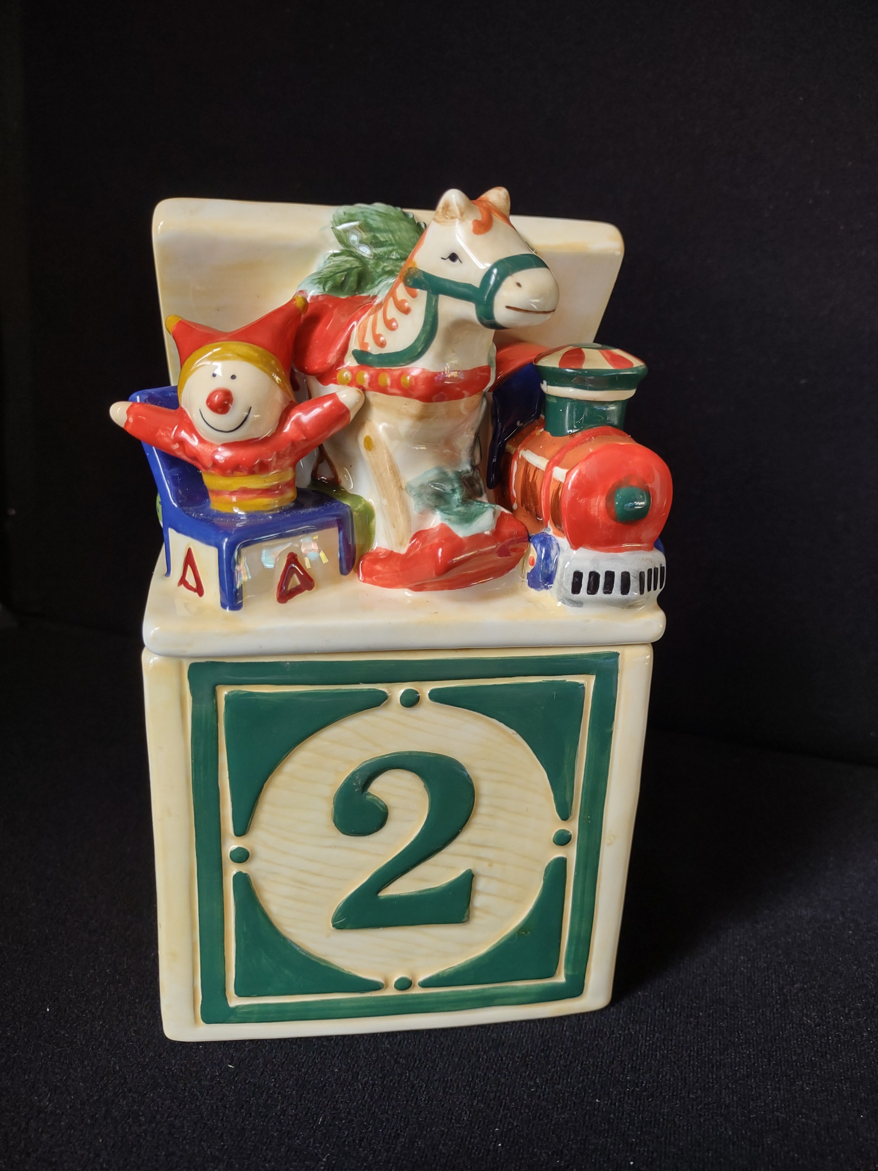 Christmas Pfaltzgraff ABC Block Candy Dish (lot 1518)