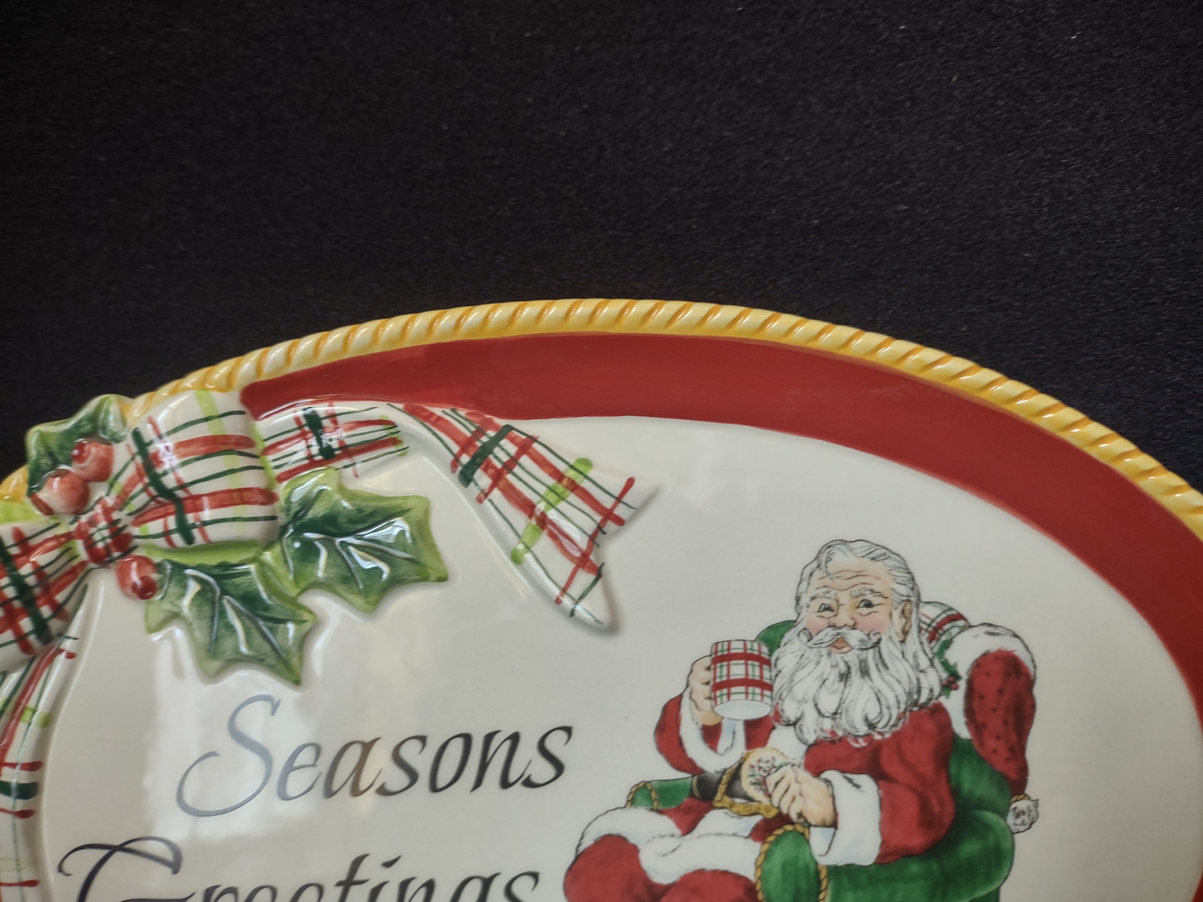 Christmas Fitz and Floyd Seasons Greetings Santa Serving Tray Platter (lot 1524)