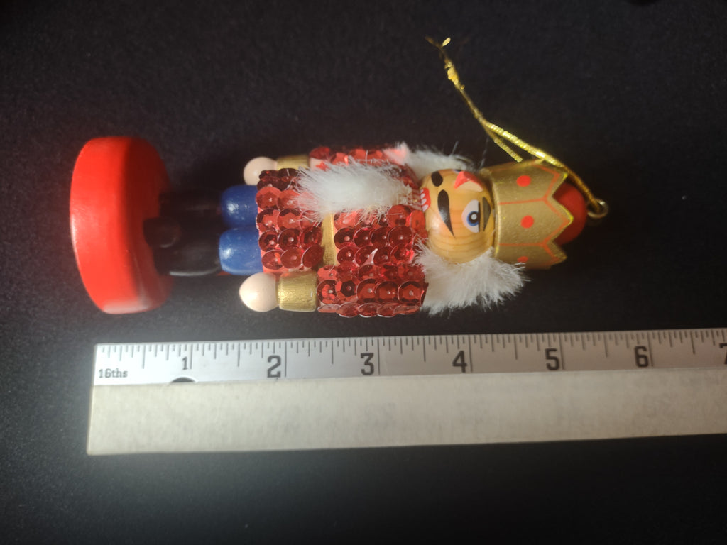 Christmas Soldier Nutcracker Village Ornaments Handcrafted Blue Red (lot 1598)