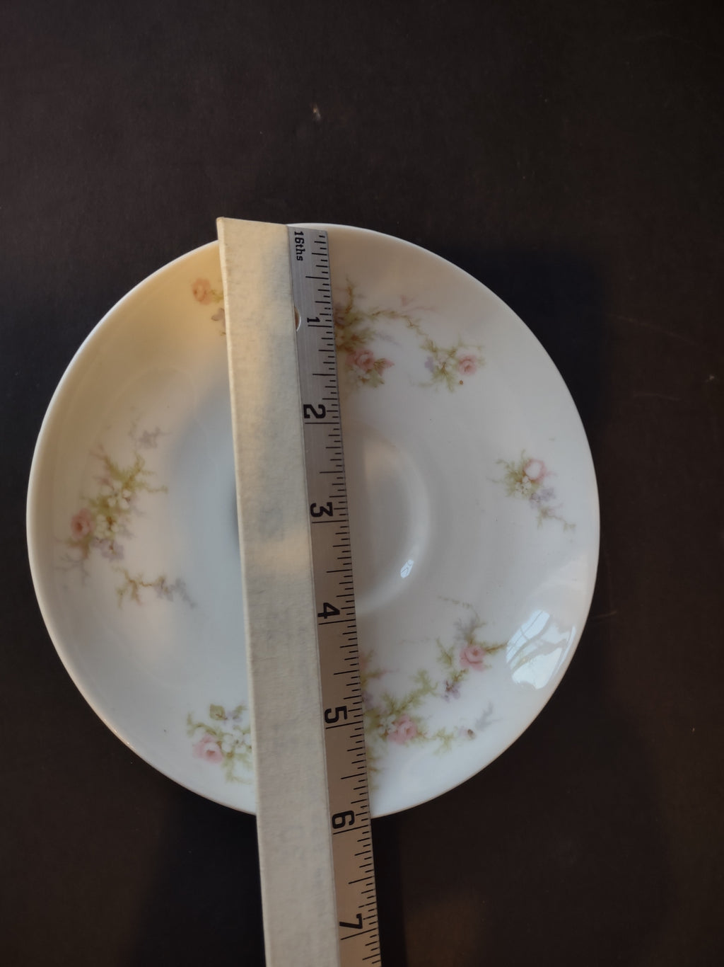 Haviland Limoges Large Tea Cup & Saucer Rose White Purple Flower Moss (lot 902)