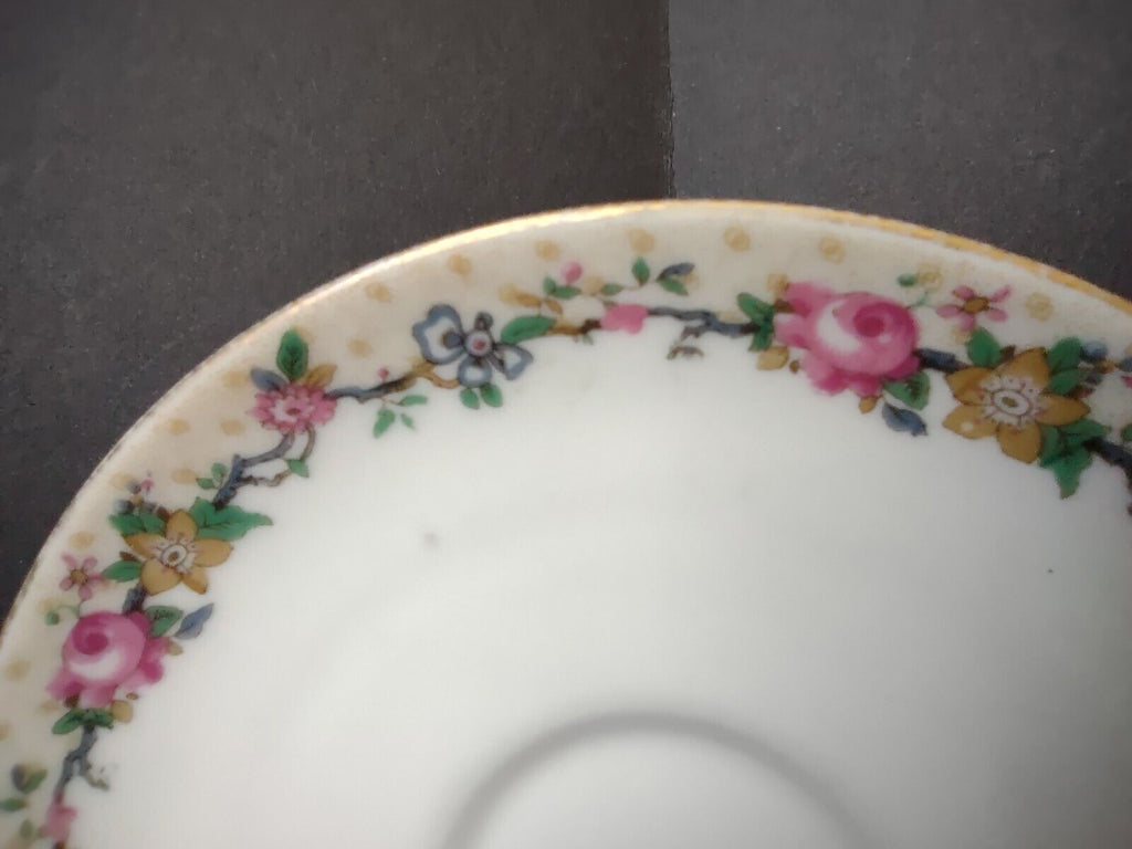 Depose Ahrenfeldt Limoges Saucer Pink Yellow Rose Gold Trim lot 729