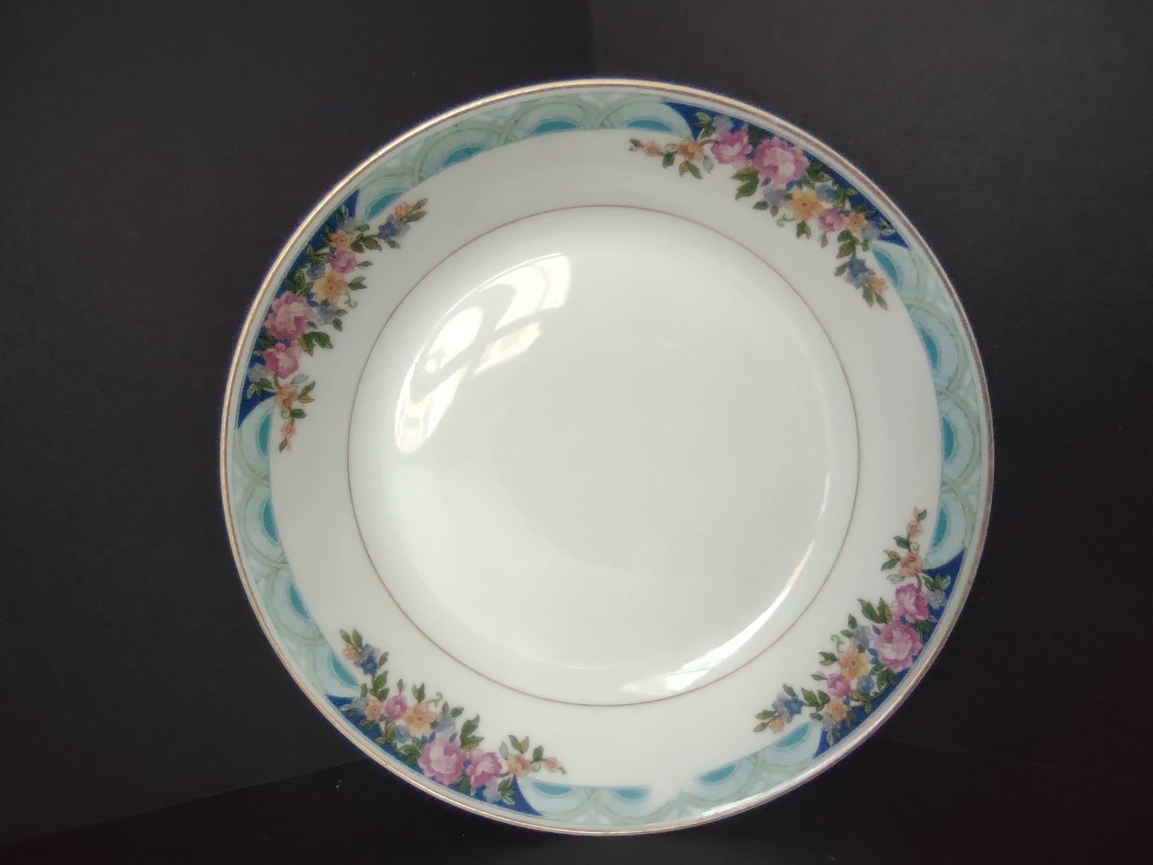 Haviland Limoges Massachusetts Cream Soup Plate Blue Floral (lot 932)