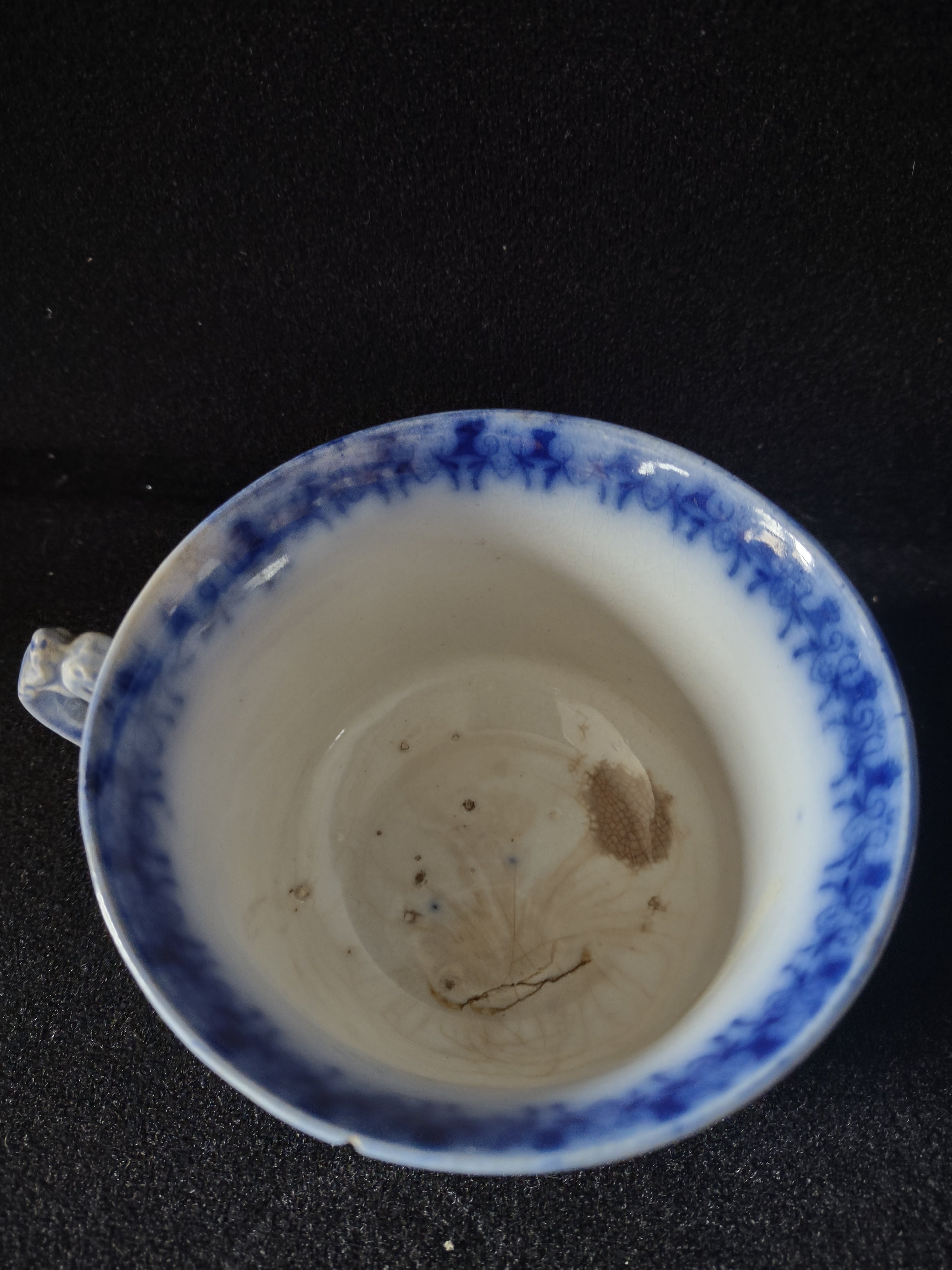 Vintage Ironstone Teacup Flow Blue IMPERFECTIONS (Lot 5634)