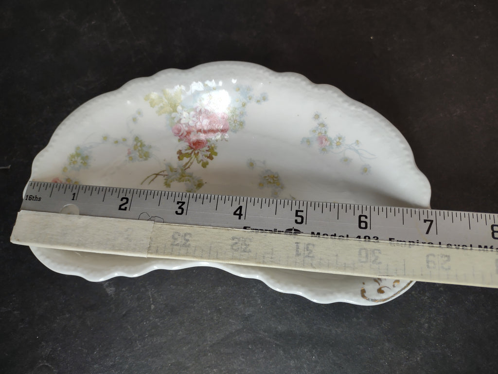 Vintage England Bone Side Salad Dish x 3 Roses Cottage Style CRAZING (lot 5667)