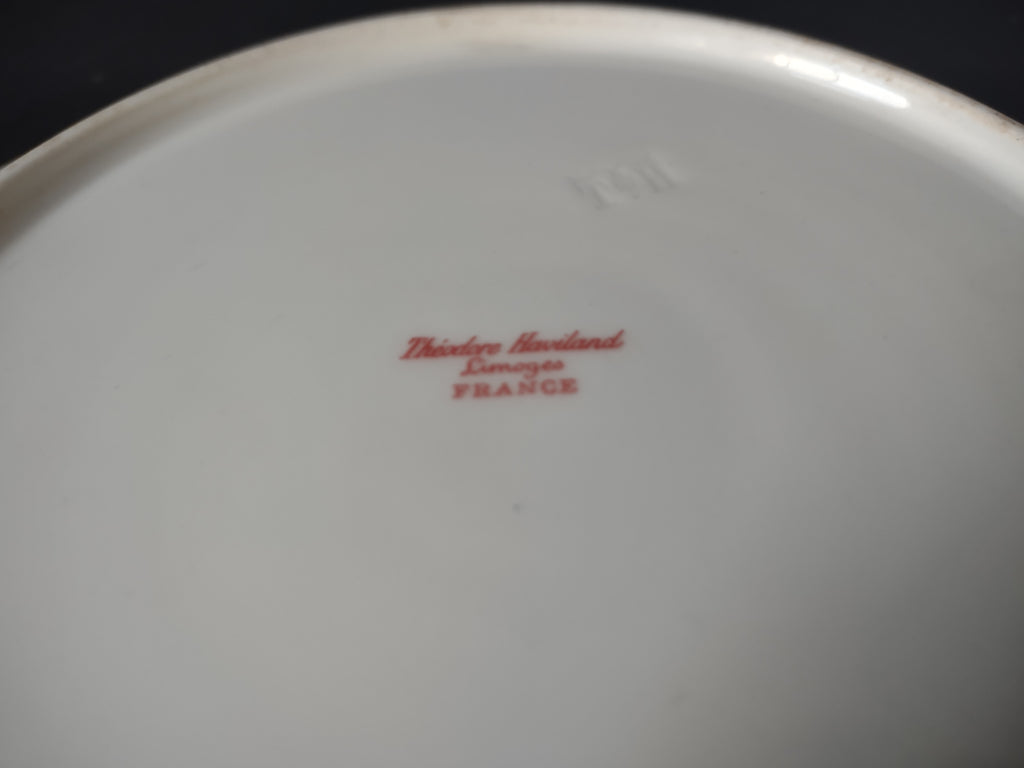 Haviland France Limoges Soup Plate 9-1/2" Pink Floral Gold Trim (lot 1006)