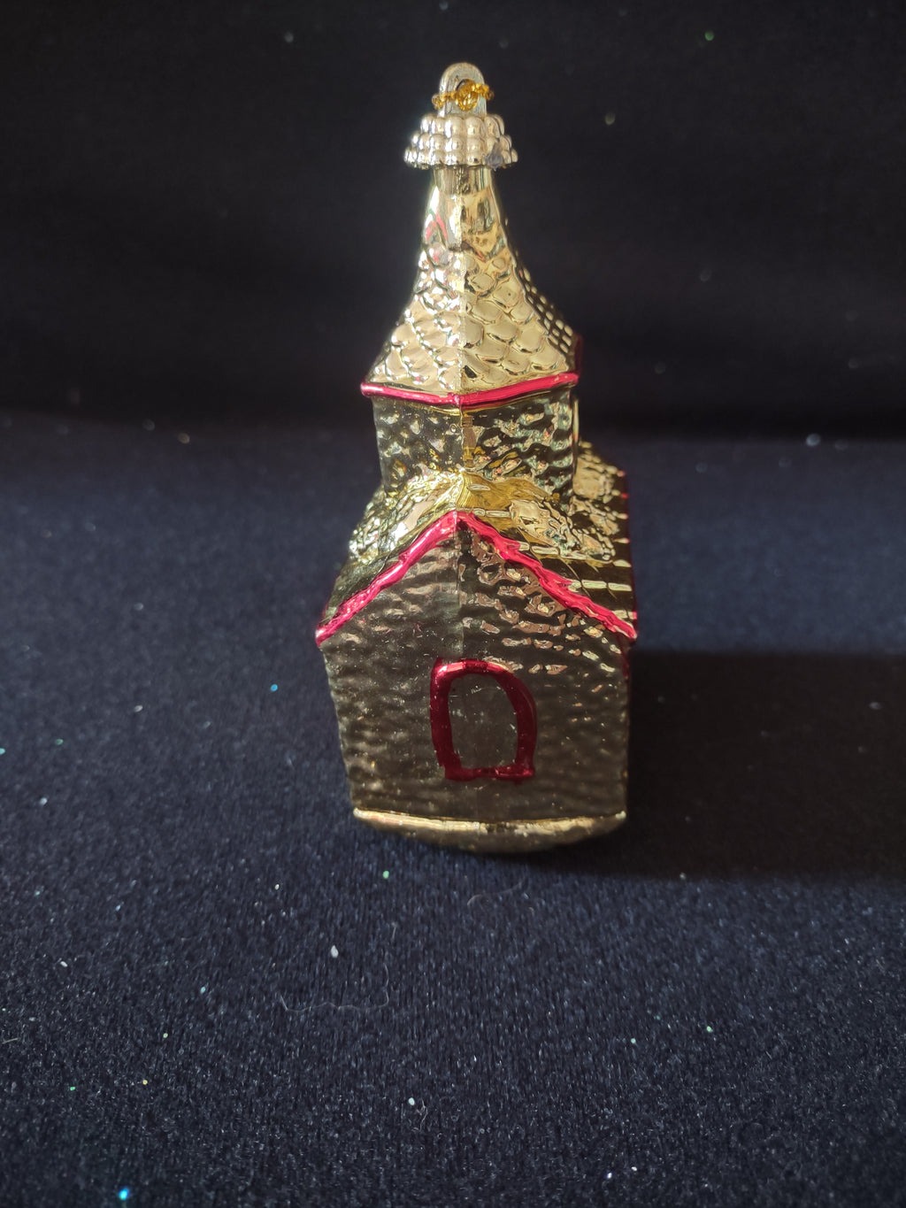 Vintage Christmas Ornament Golden Church Plastic x 5 (Lot 4399)
