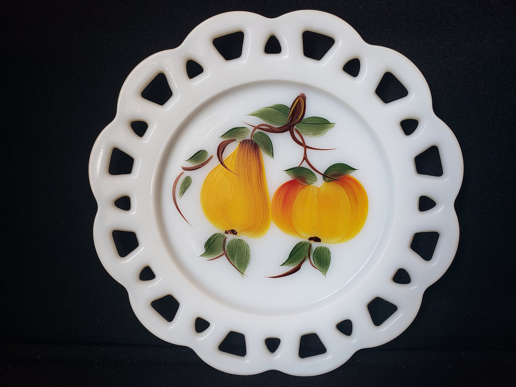 Vintage Westmoreland Apple Pear Motif Milk Glass Wall Plate (lot 2189)
