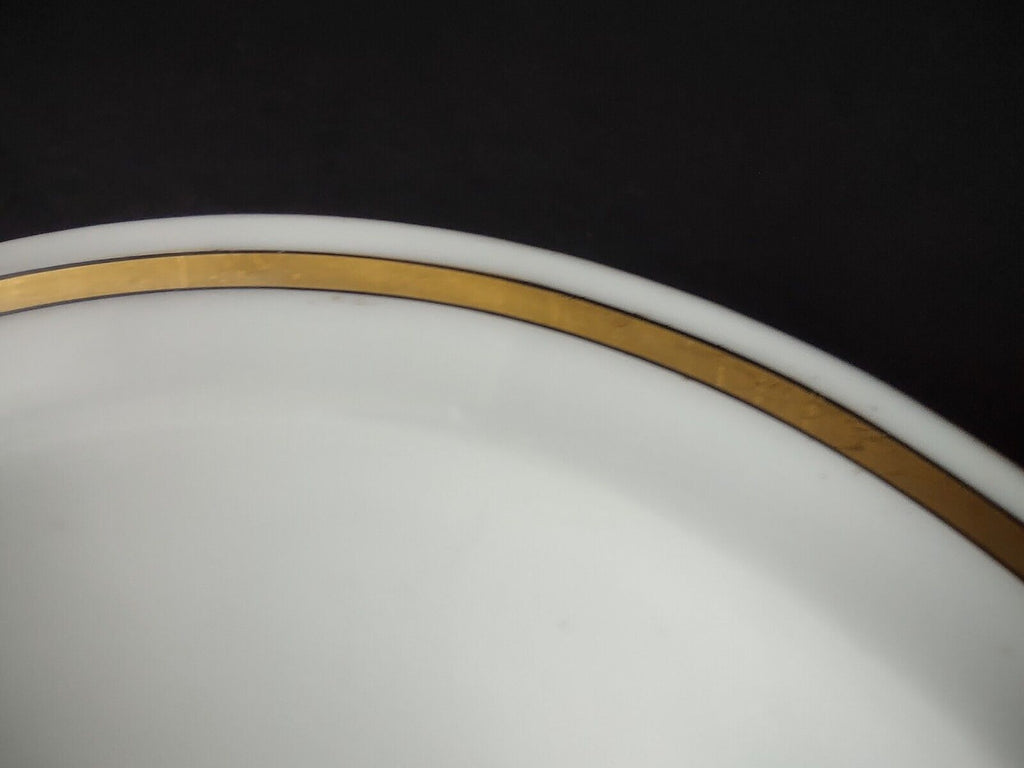 Haviland Limoges 10" x 8-1/4" White Serving Bowl Black & Gold Trim (lot 681)