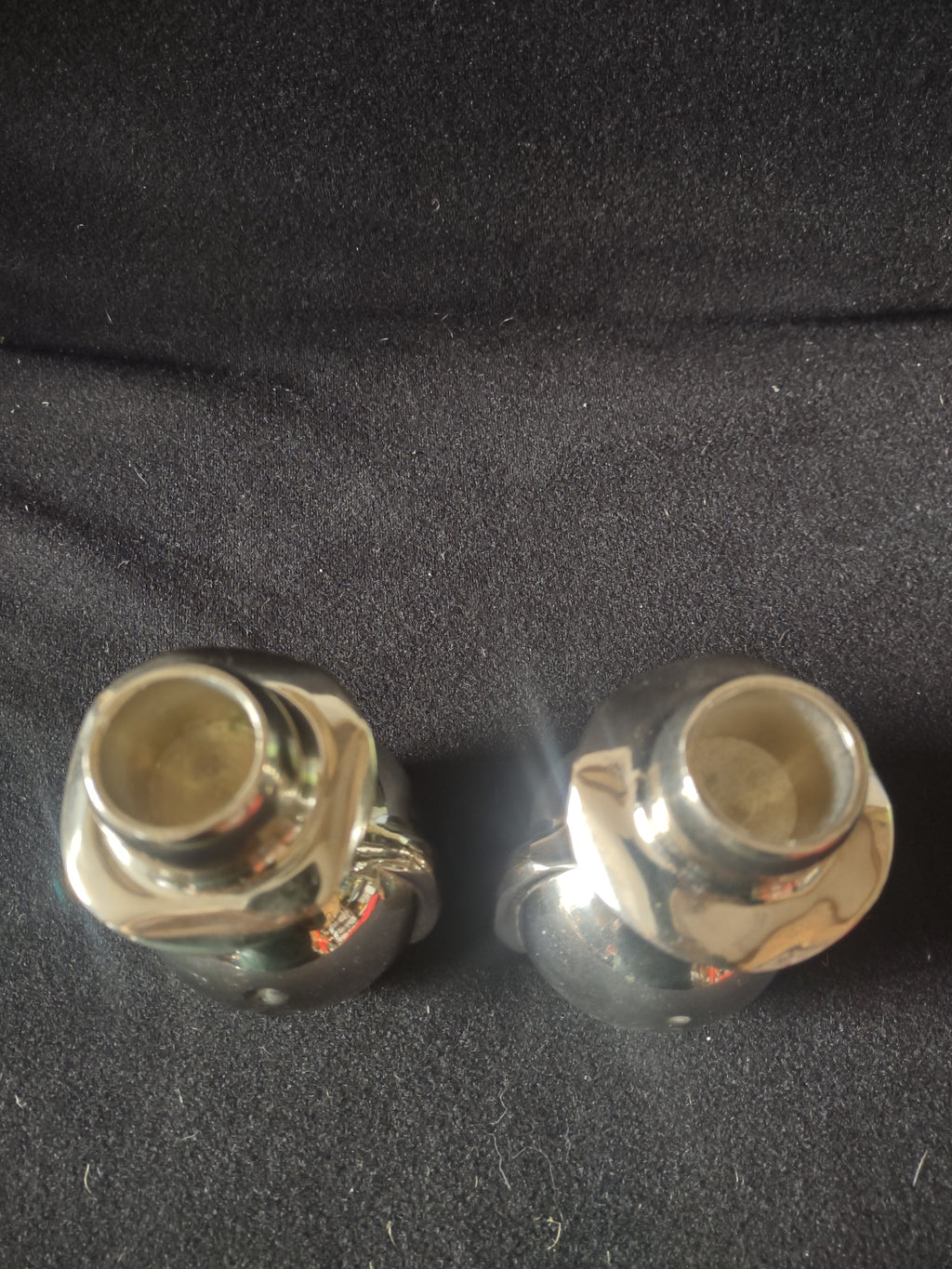 Christmas Winter Crate Barrel Silvertone Snowmen Taper Candle Holder x 2 Lot4535