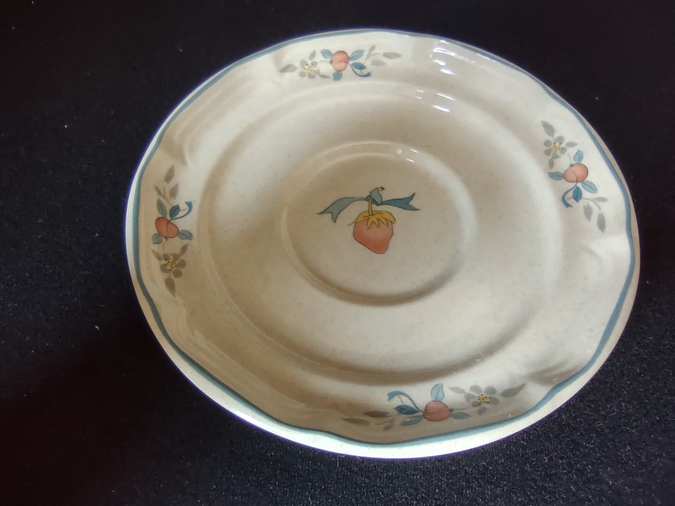 Marmalade Stoneware Japan Strawberry Saucer 6" Geese Duck Ribbon (lot 2831c)
