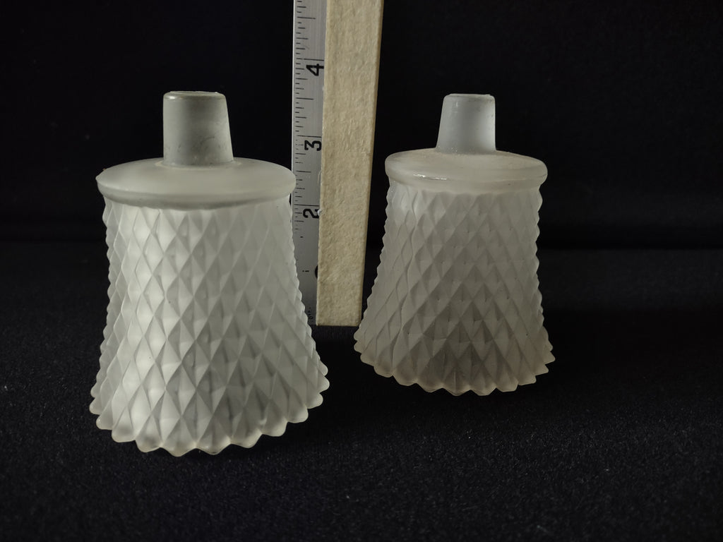 Vintage Home Interiors Frosted Diamond Cut Votive Candle Holder x 2 (lot 5407)