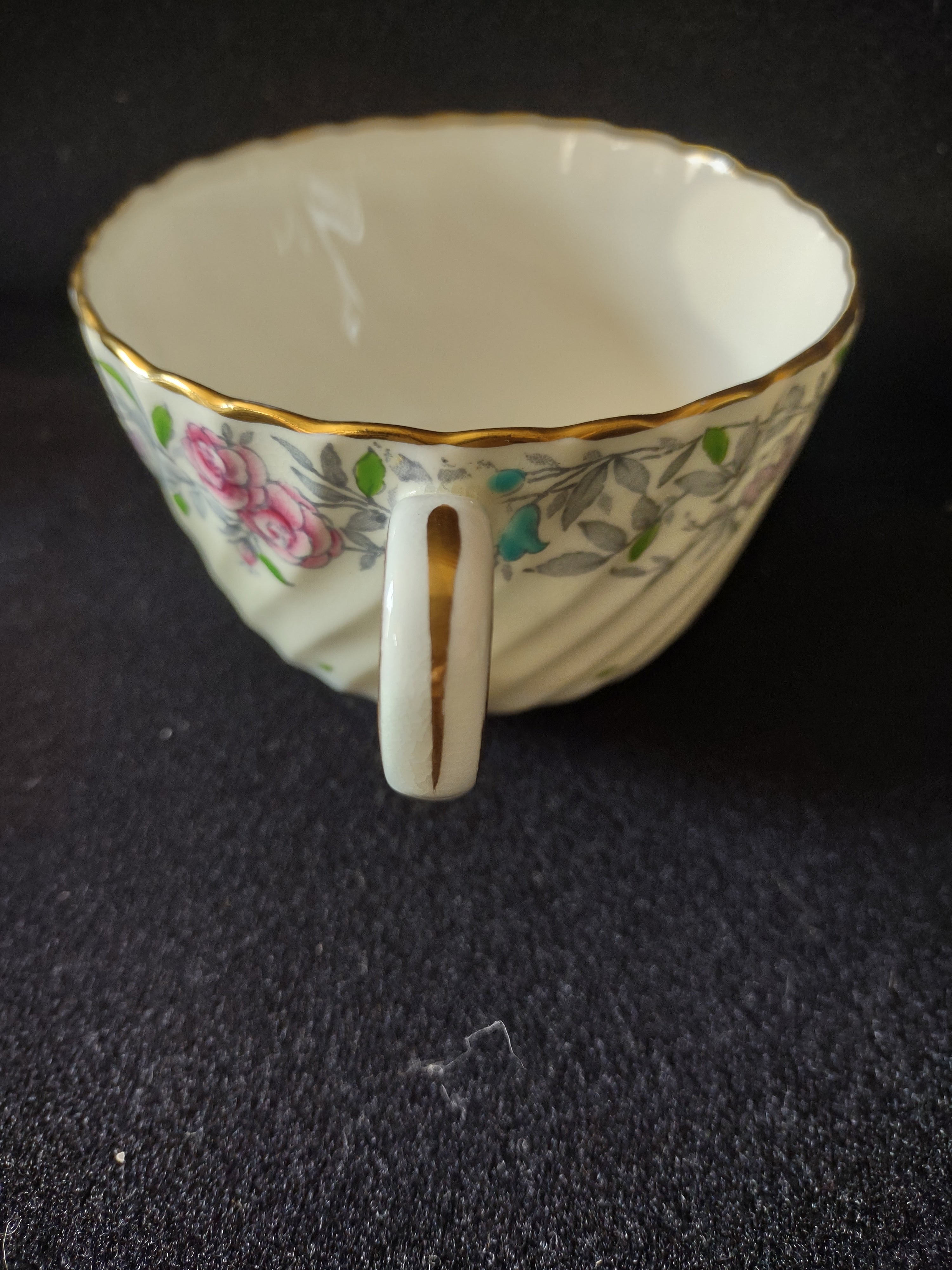 Vintage Minton Printemps Tea Cup Saucer Bone China Floral Gold x 3 (Lot 5474)