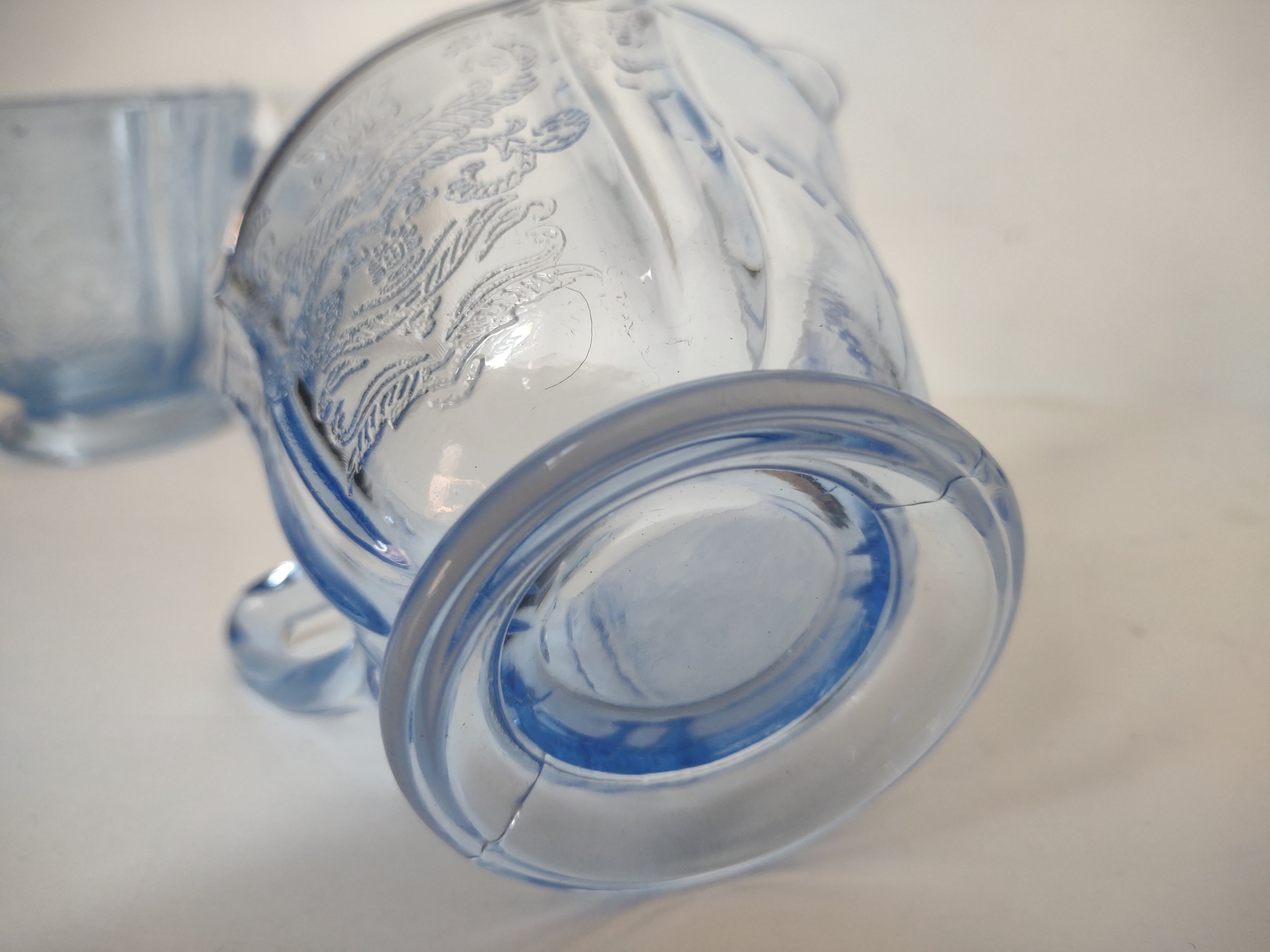 Vintage Indiana Glass Recollection Madrid Blue Sugar Creamer Pitcher (lot 2960c)