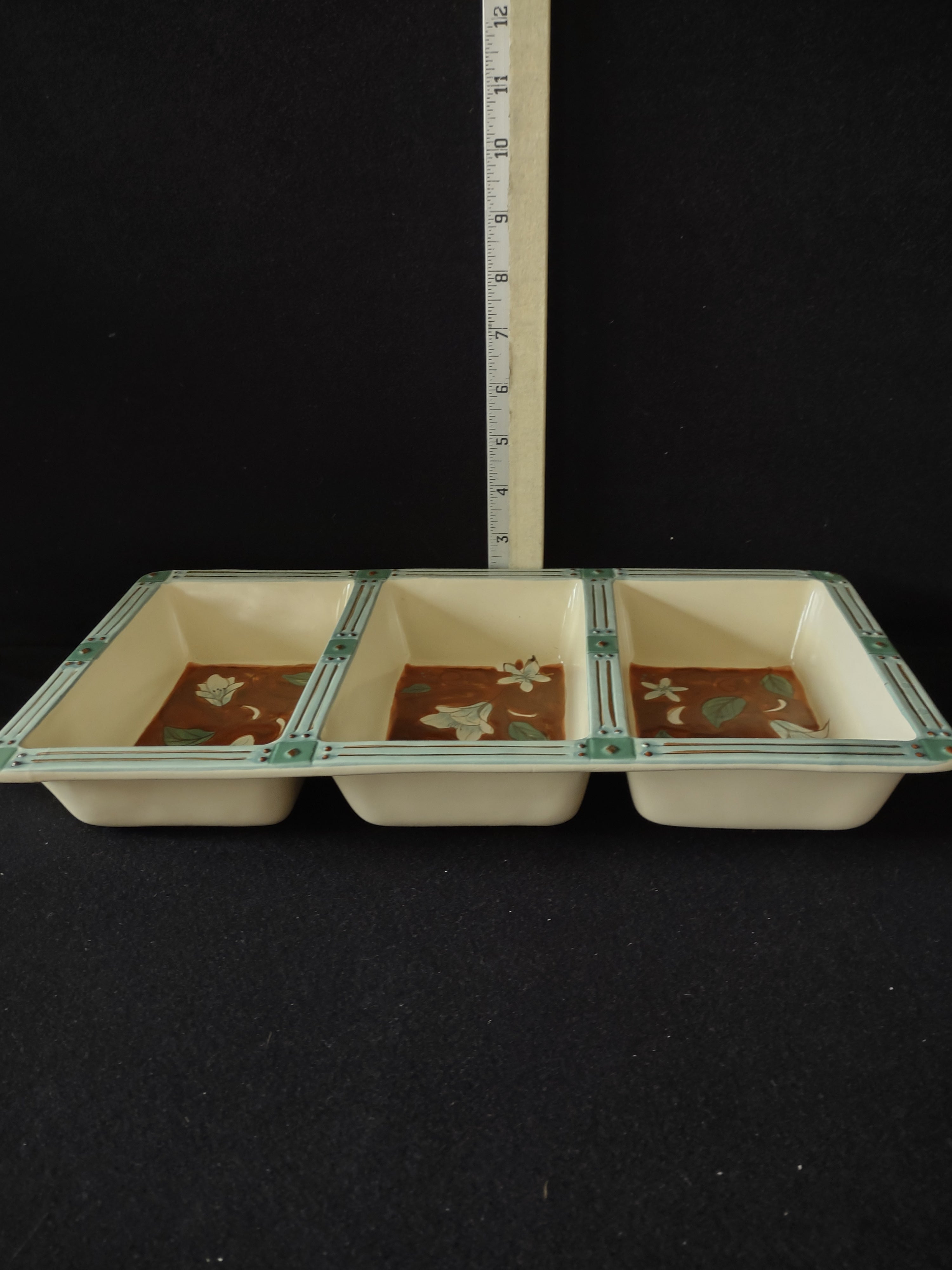 Vintage Pfaltzgraff Mission Flower 3 Divided Rectangular Serving Dish (Lot 5291)