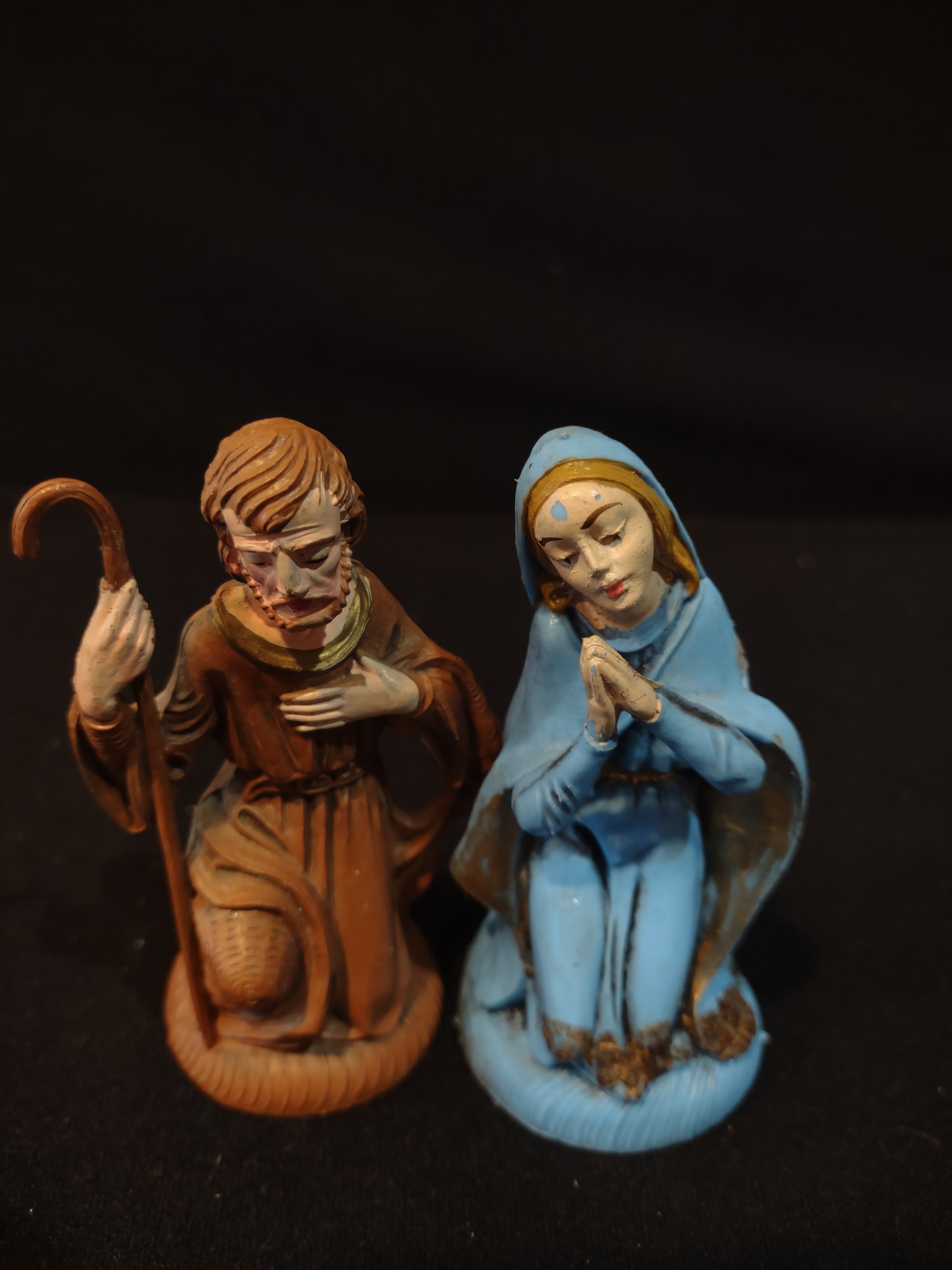 Vintage Plastic Nativity Mary Joseph Jesus 3 Wise Men Shepard Donkey (Lot 4215)