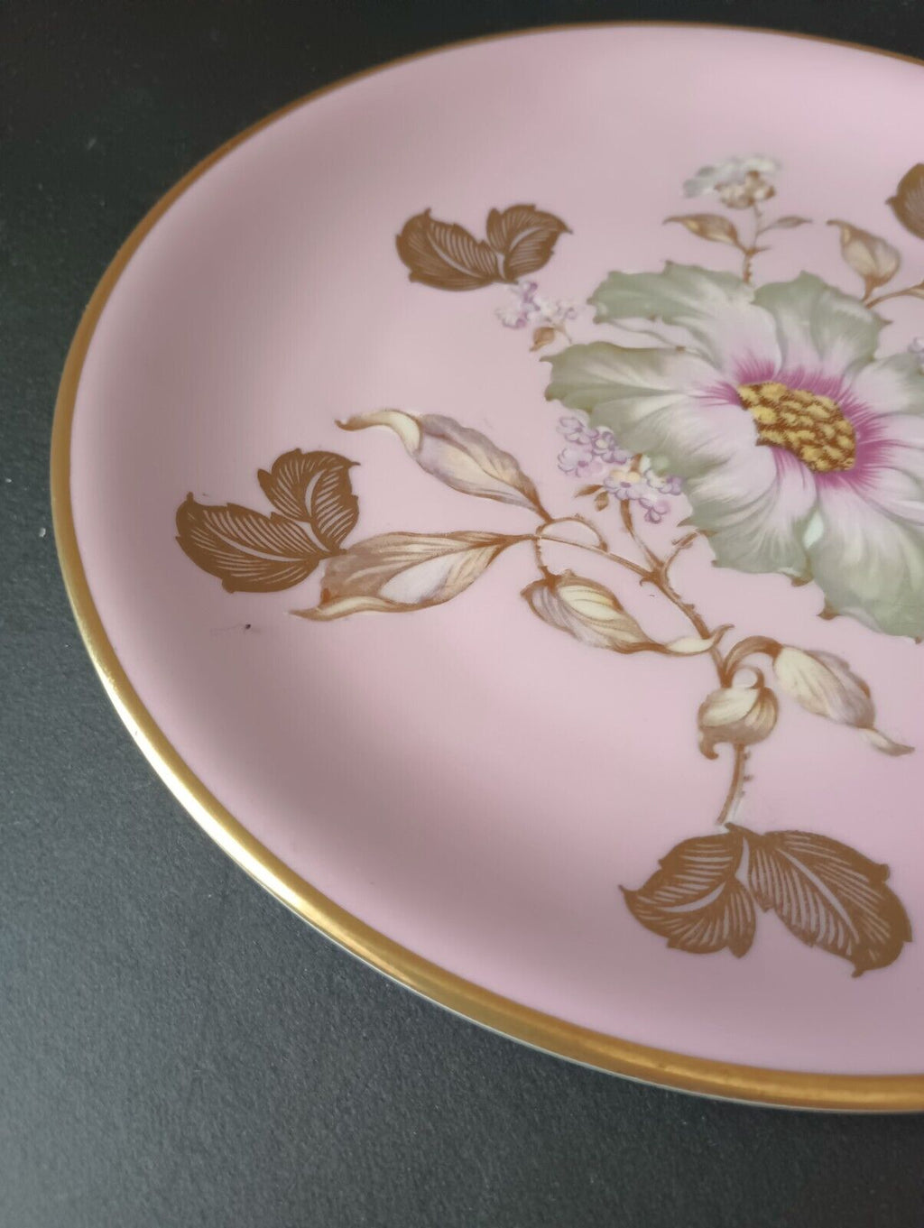 Set of 2 Dessert Plate Bavaria Pink Turquoise Flower 7-3/4" (lot 377)