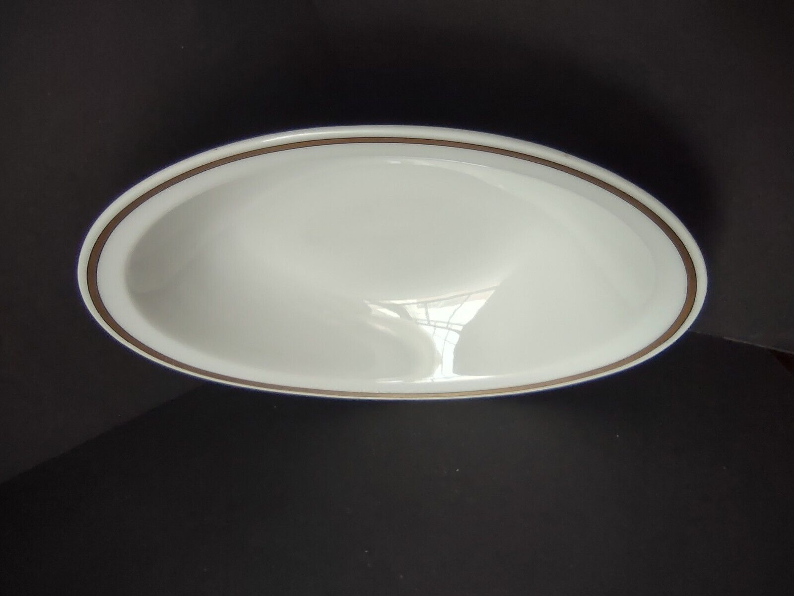 Haviland Limoges 10" x 8-1/4" White Serving Bowl Black & Gold Trim (lot 681)