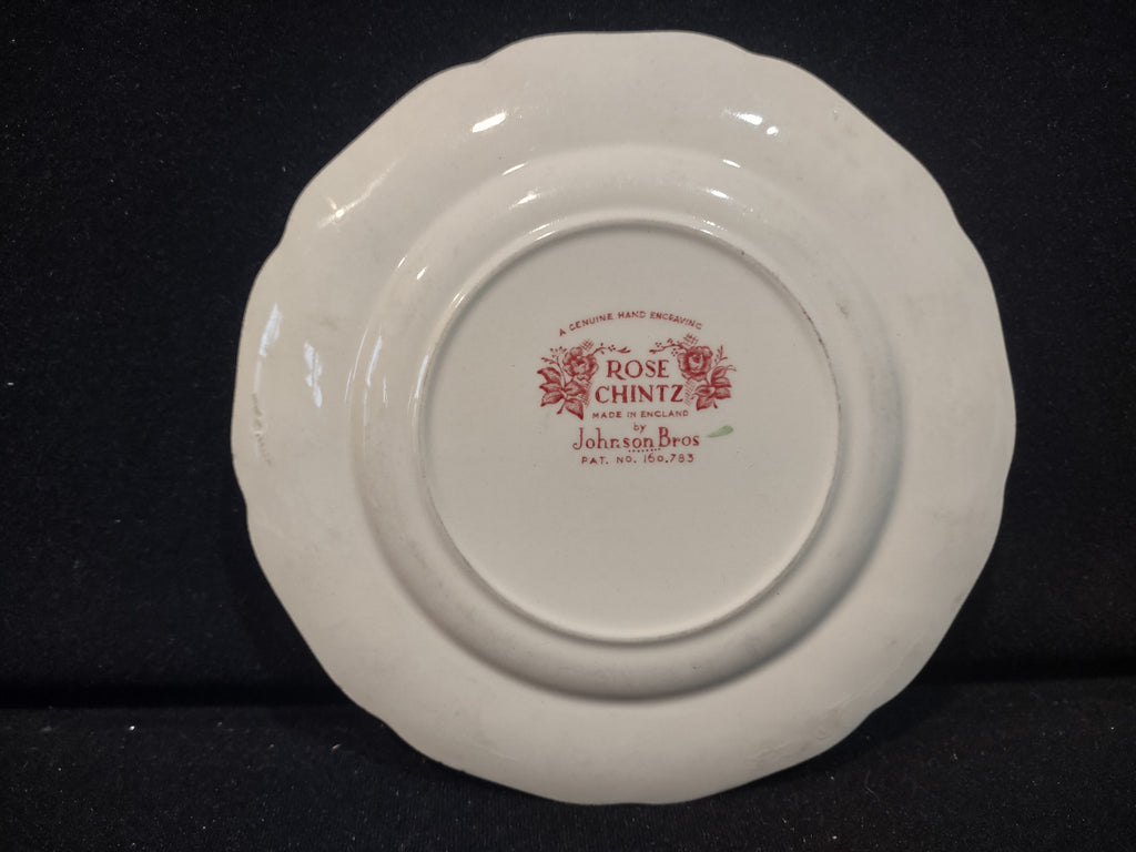 Vintage Small Bread Butter Plate Rose Chintz Johnson Bros Red Stamp (lot 5692)