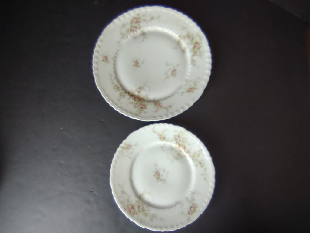 Haviland Limoges Set of Dinner Luncheon Plate Pink Purple Yellow Rose (lot 843)
