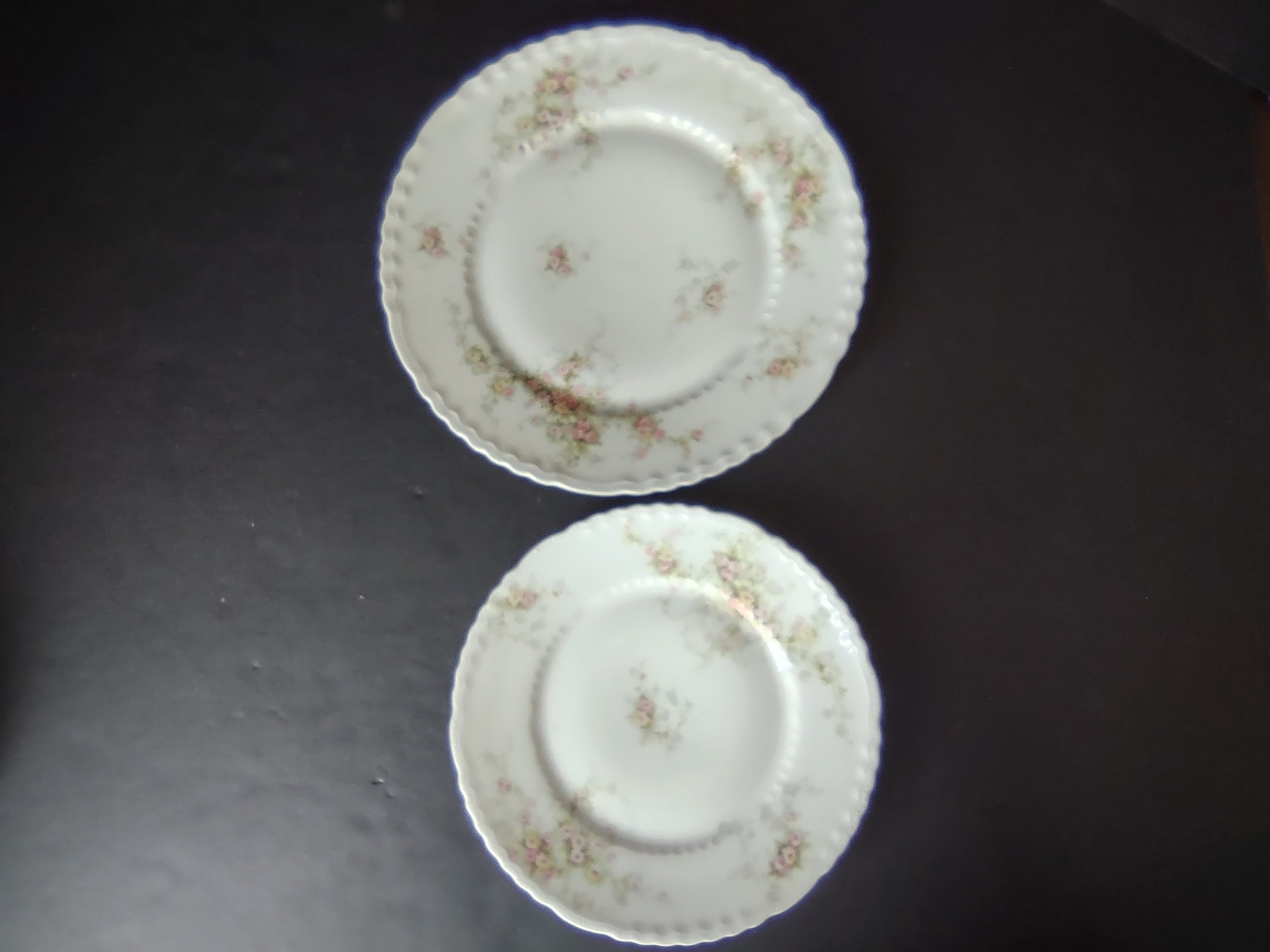 Haviland Limoges Set of Dinner Luncheon Plate Pink Purple Yellow Rose (lot 843)