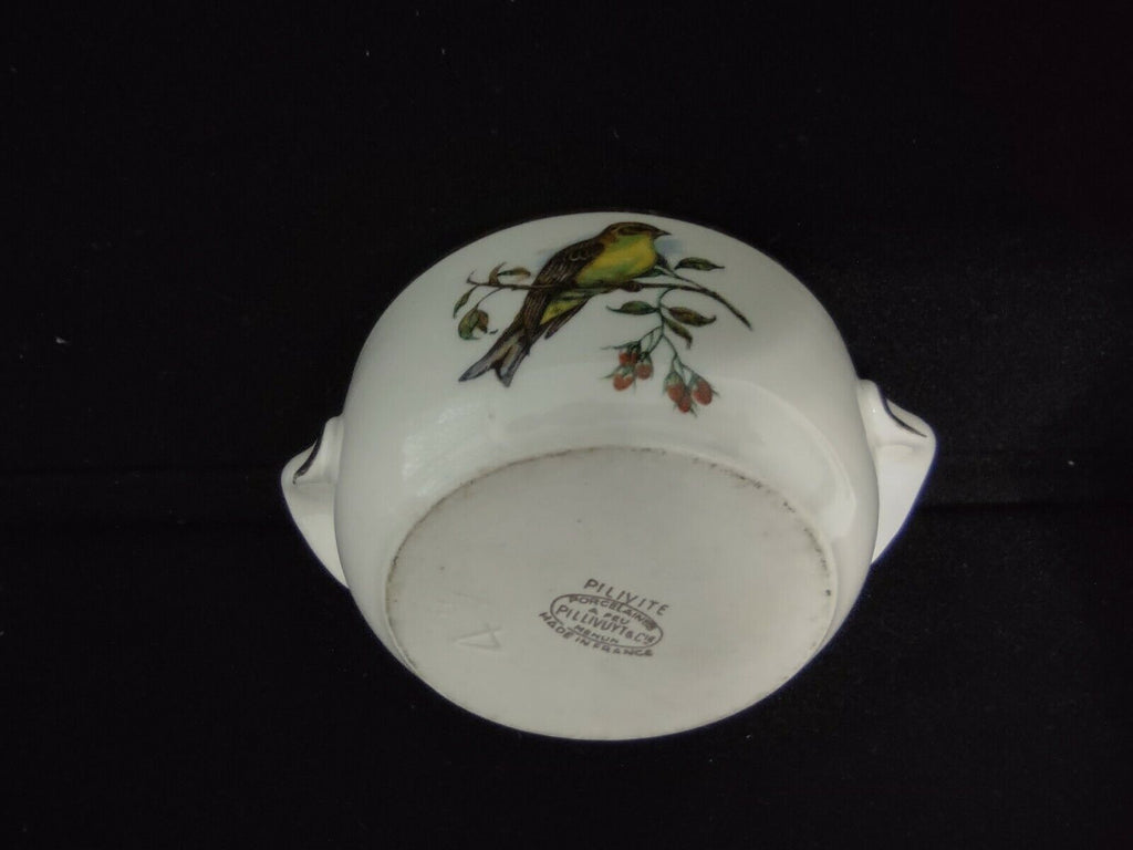 041 Vintage Collectible Pivilite Porcelain French Dish Bowl with Birds