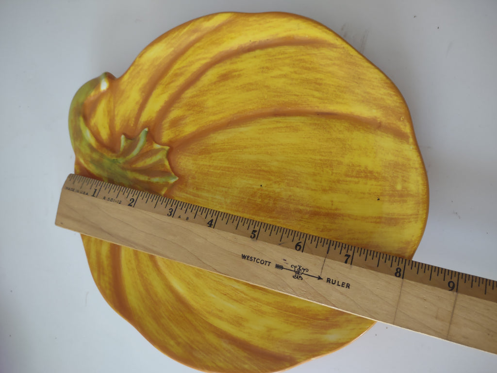 Halloween Fall Pumpkin Leaf Purple Brown Ceramic Decor Plate (lot 1188)