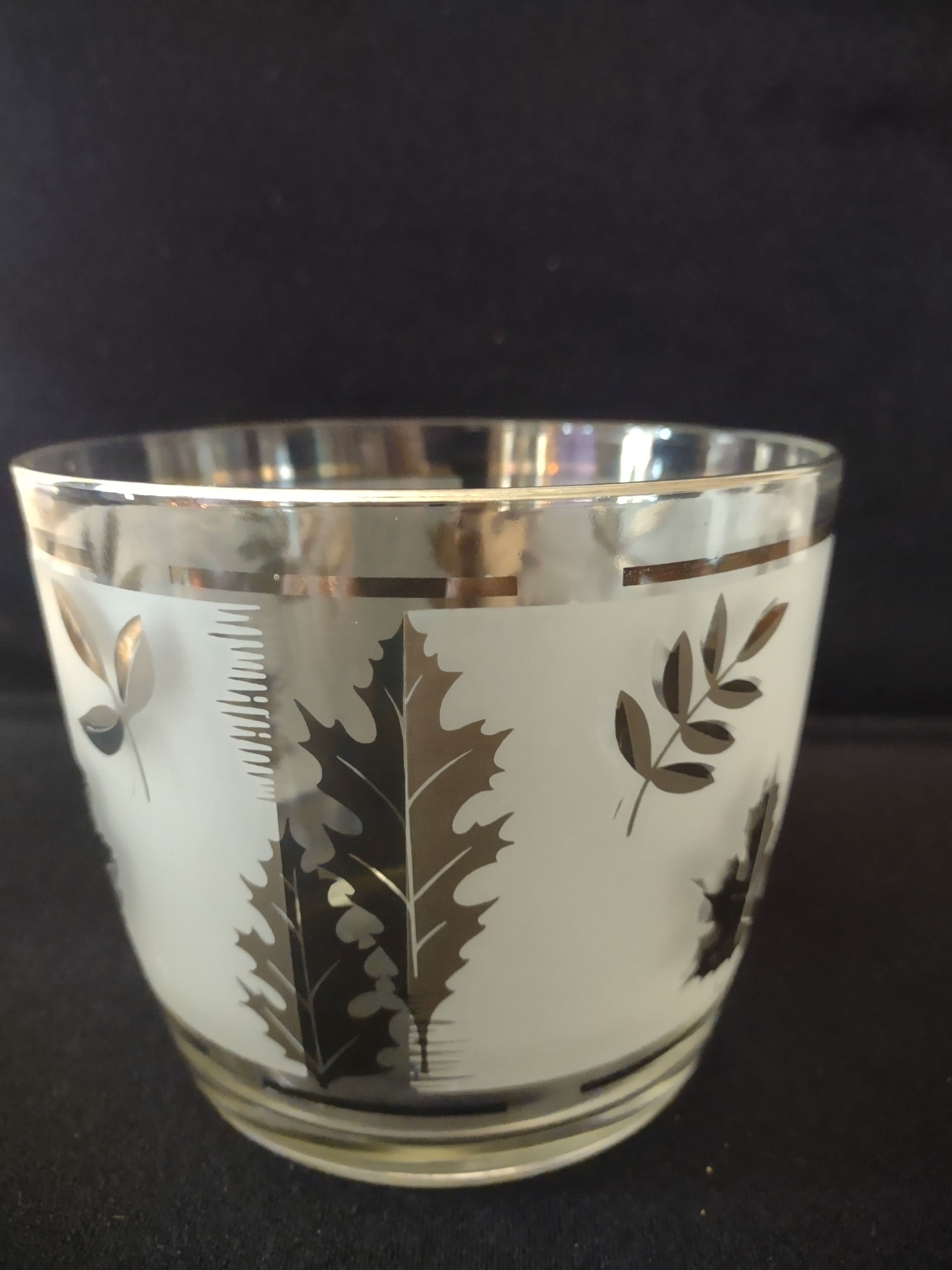Vintage Libbey Silver Leaf Foliage Ice Bucket With Tongs (Lot 3225)