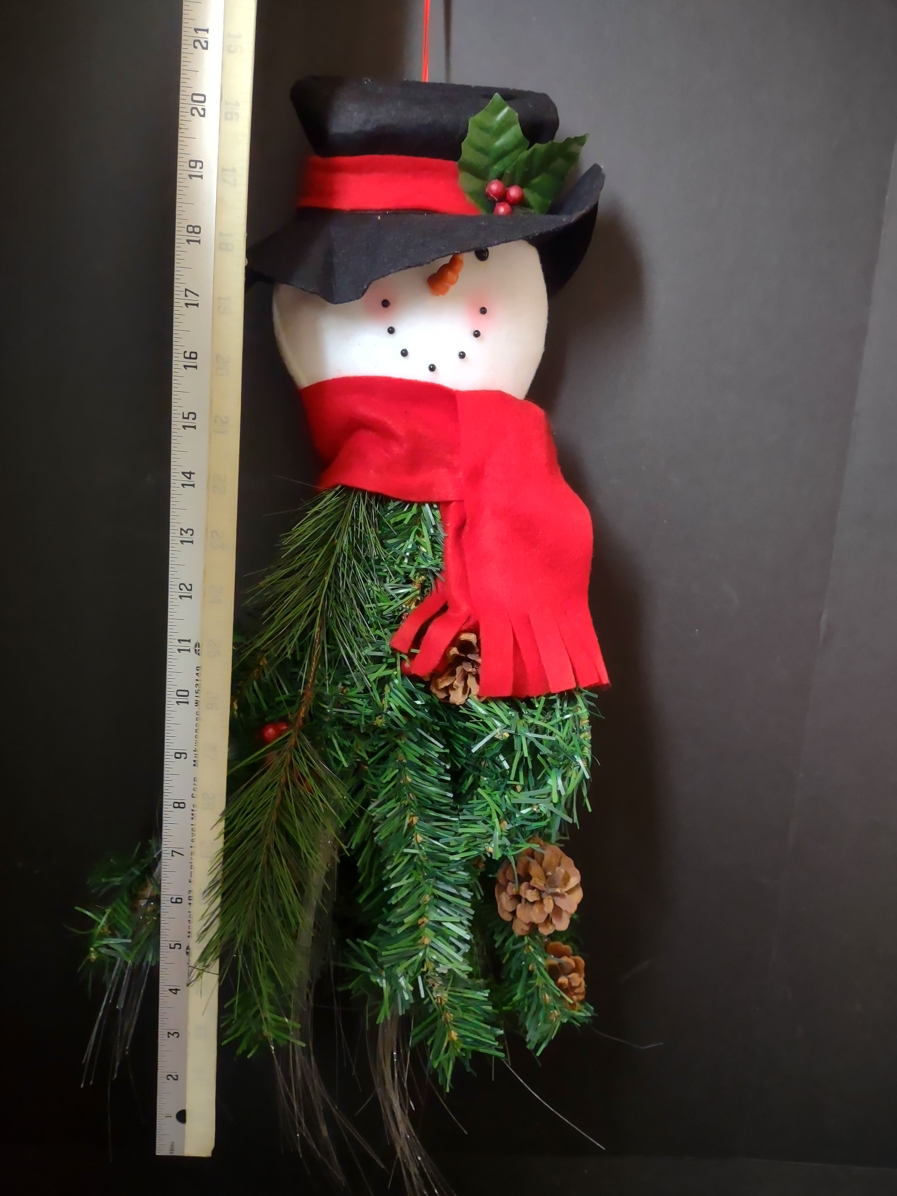 Christmas Door Wall Hanging Fiber Optic Color Changing Snowman 20" (lot 3266j)