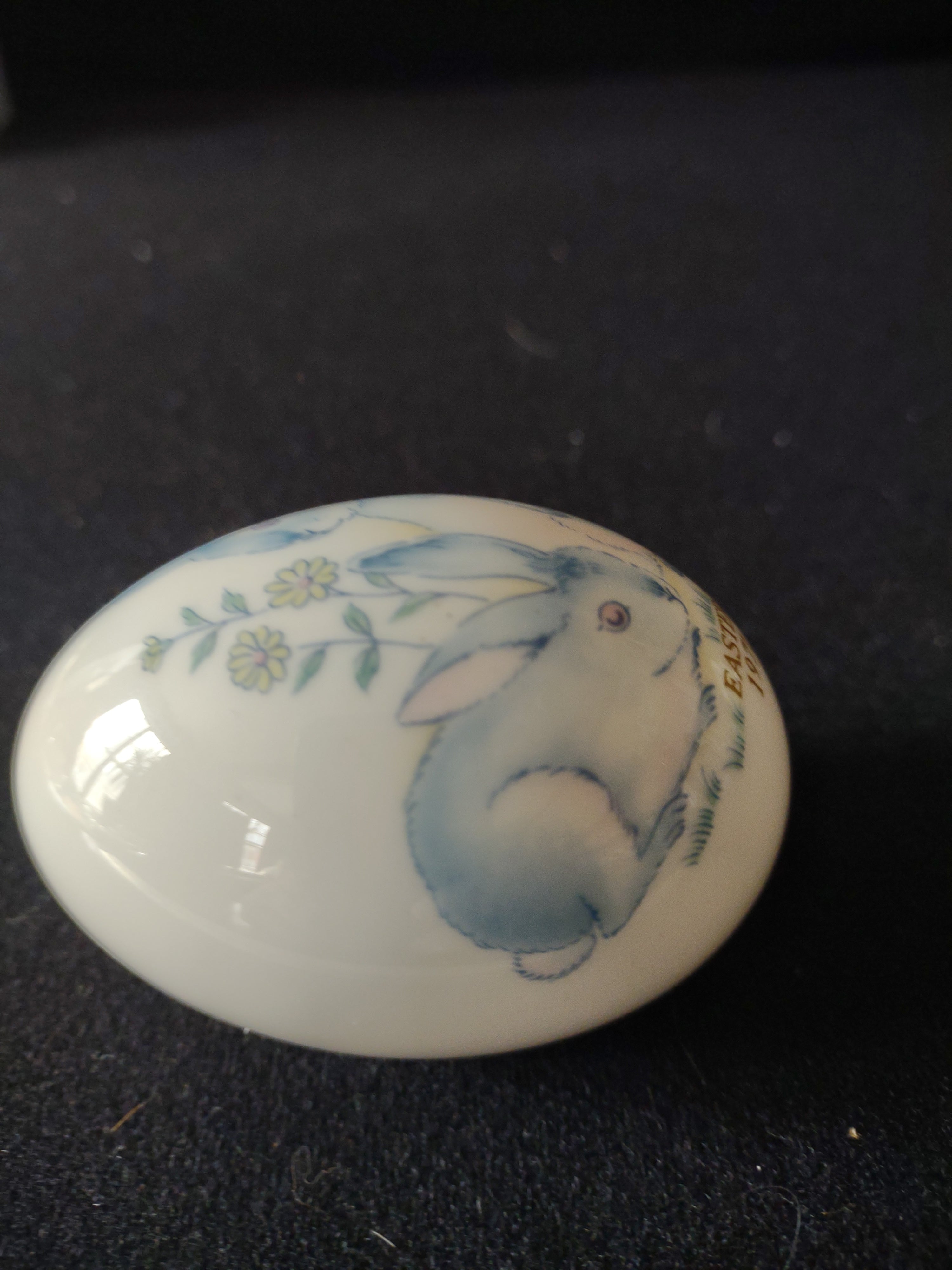 Vintage 1971 Noritake Japan Bone China Easter Egg Blue Bunny Flower (Lot 5071)