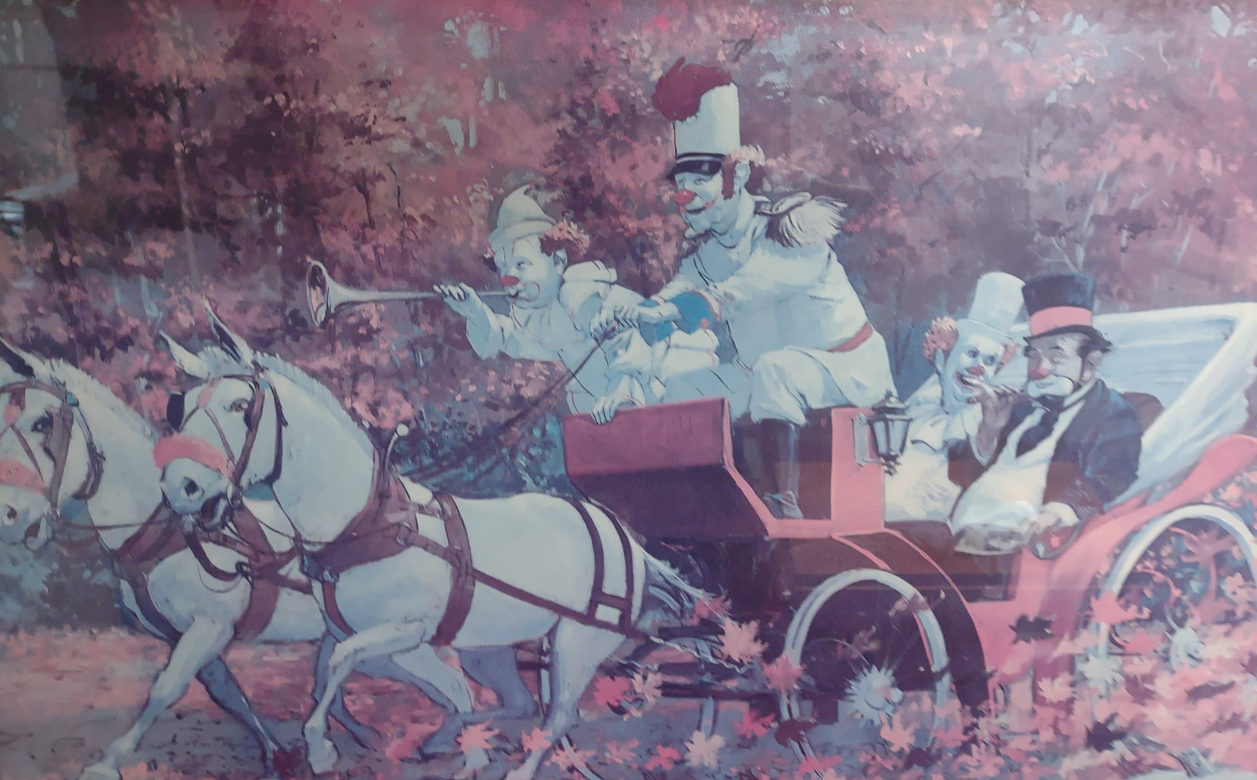Clown Pink Robert Owen Once Around the Park Picture ONLY 28" x 22" (lot 3319c)