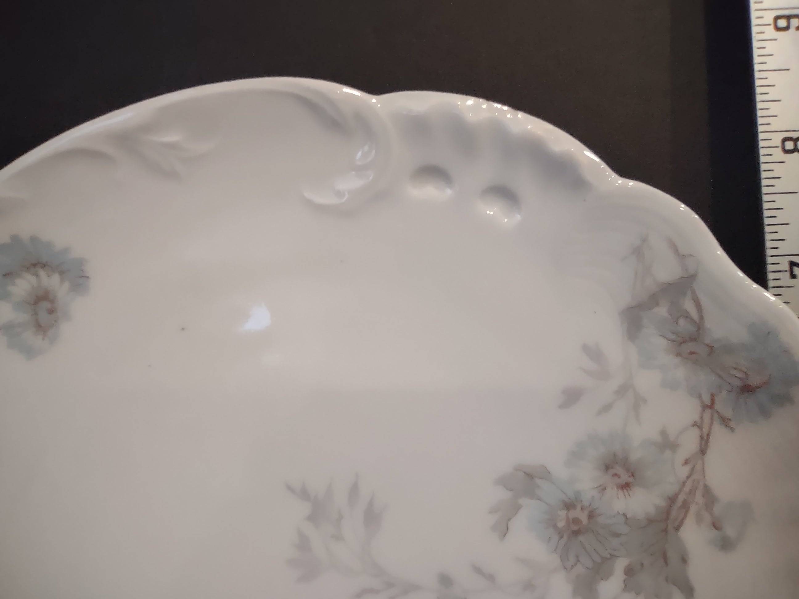 A L Limoges Set Luncheon & Dessert Plate Blue Daisy Flower (lot 1086)