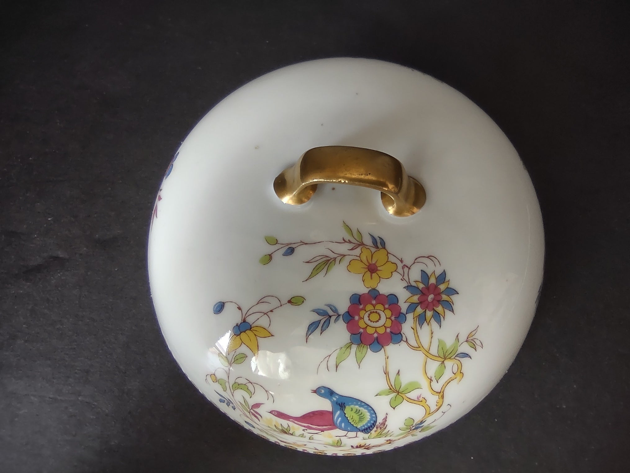 B. Altman Limoges Old Abbey Rouen Spray Pheasant Butter Dish Lid ONLY (lot 812)