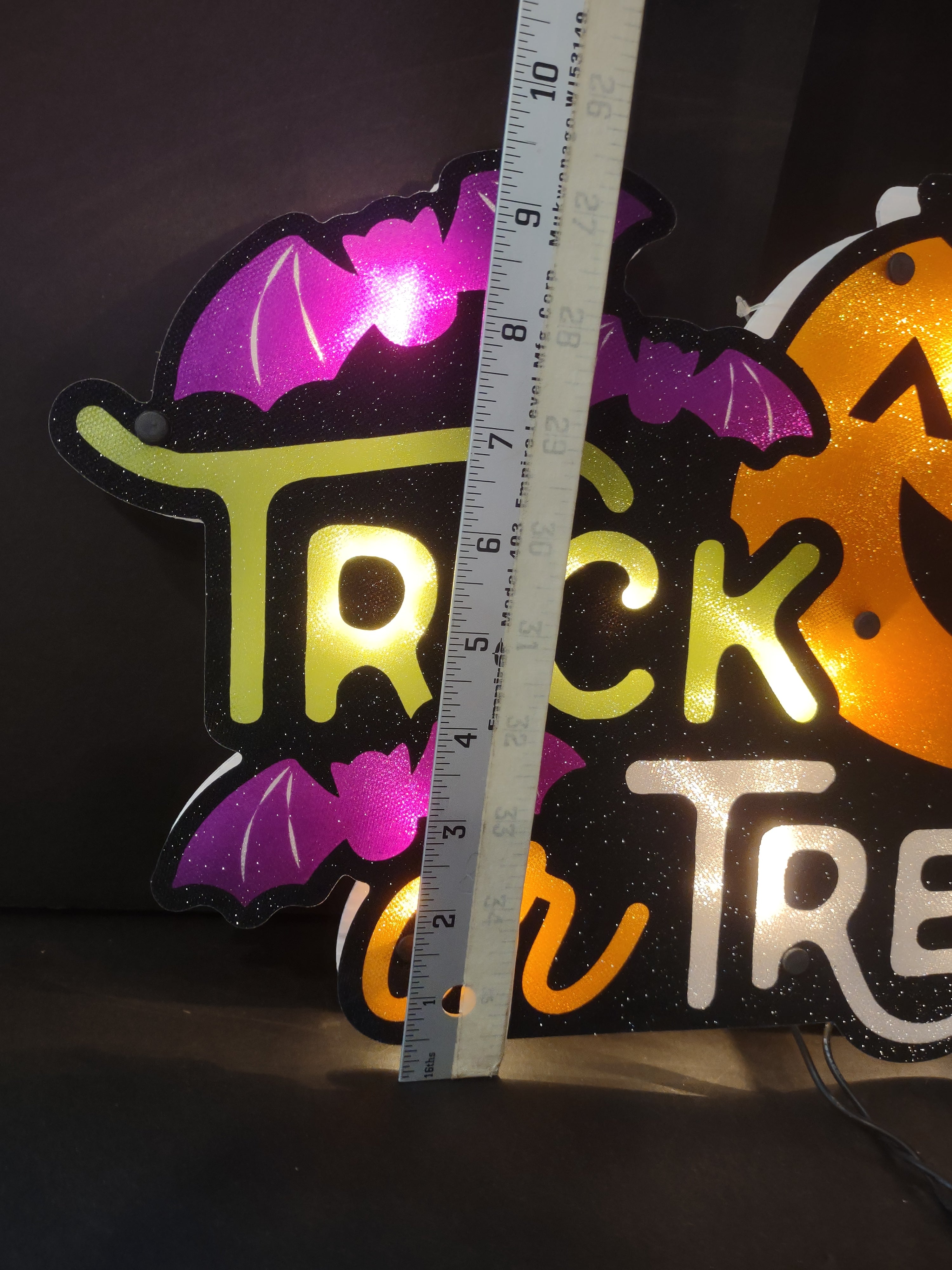 Set of 2 Halloween Trick or Treat Window Sign Light Decor Pumpkin (lot 3270j)