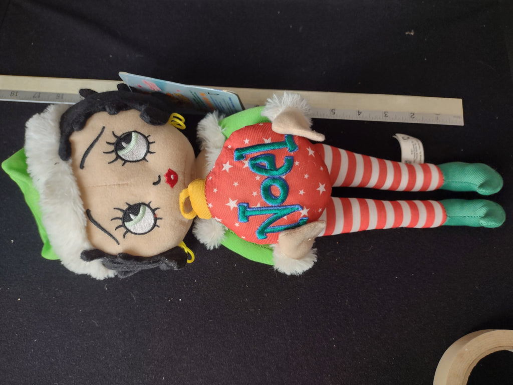 Christmas Sugar Loaf Betty Boop 17" Plush Toy Doll Noel Green Dress Merry Message (lot 2362)