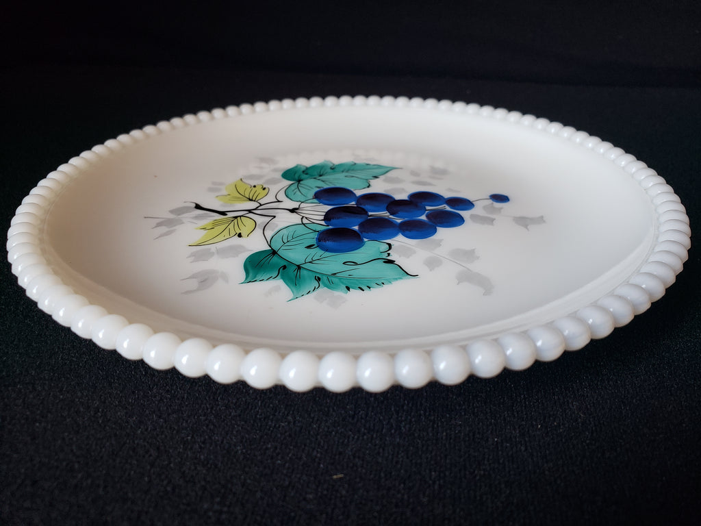 Vintage Westmoreland Grape Motif Milk Glass Dessert Plate (lot 2186)