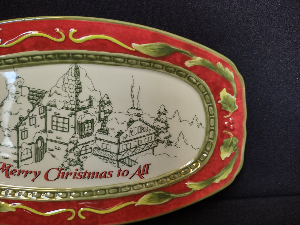 Fitz and Floyd St Nick Serving Tray Platter "Merry Christmas to All" (lot 1523