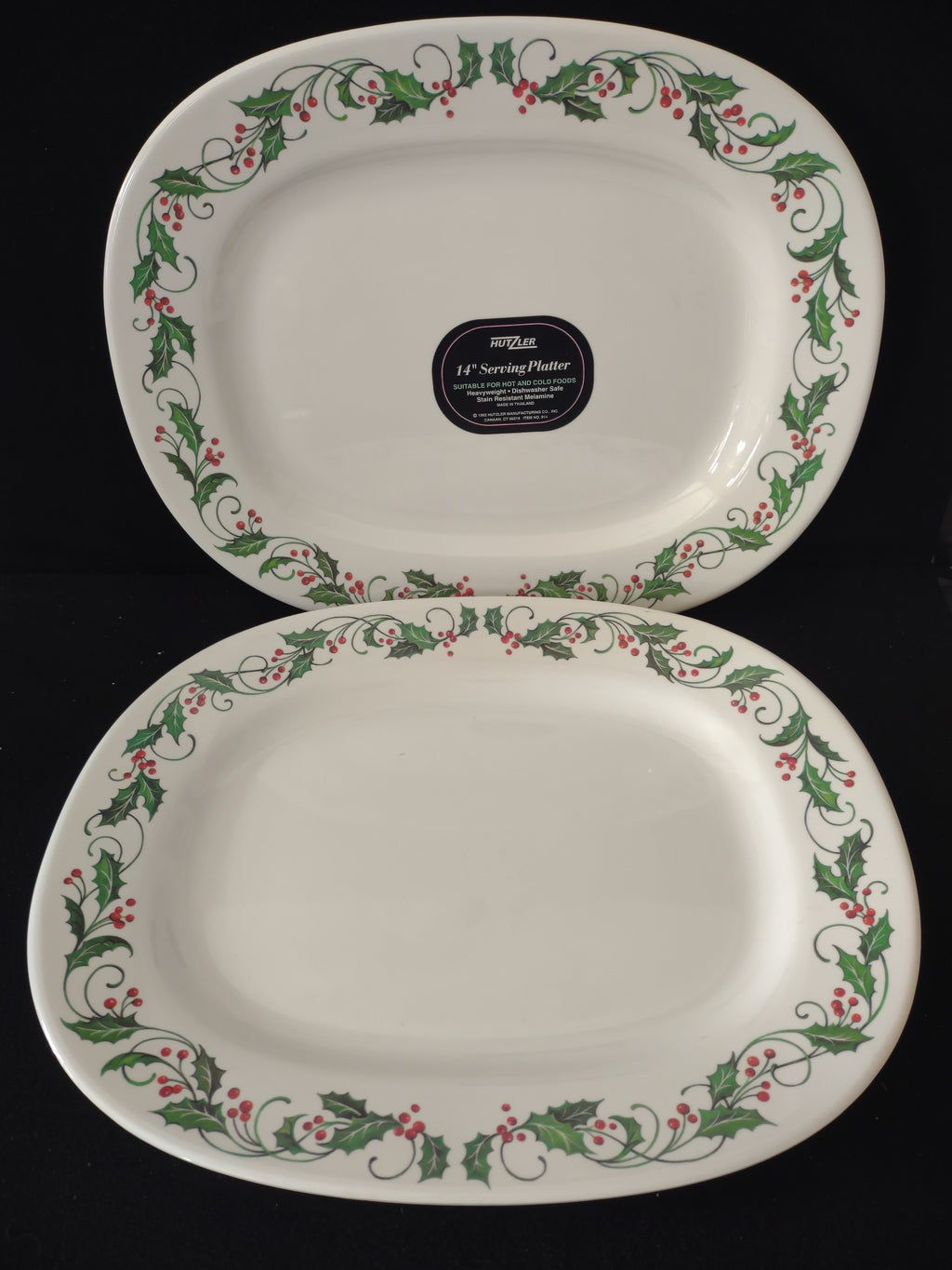 Vintage Hutzler Holly Berry 14" Serving Platters Set Of 2 (Lot 3703)