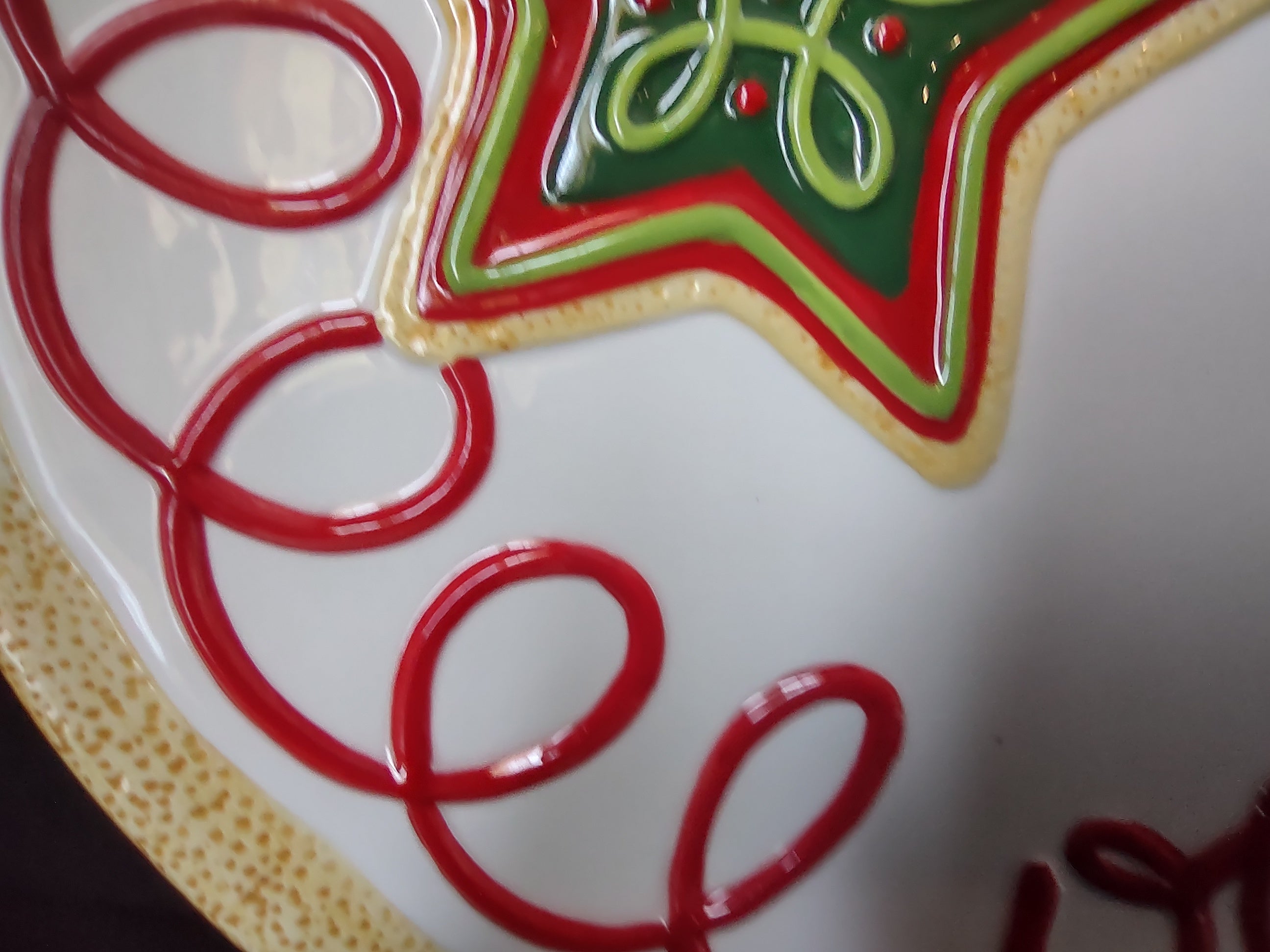 Fitz and Floyd Sugar Coated Christmas Cookies Santa Plate IMPERFECT (lot 1533)