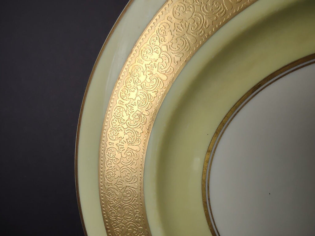 Haviland USA Heavy Ornate Gold Trim Yellow Dinner Charger Plate 10-7/8" (lot 721