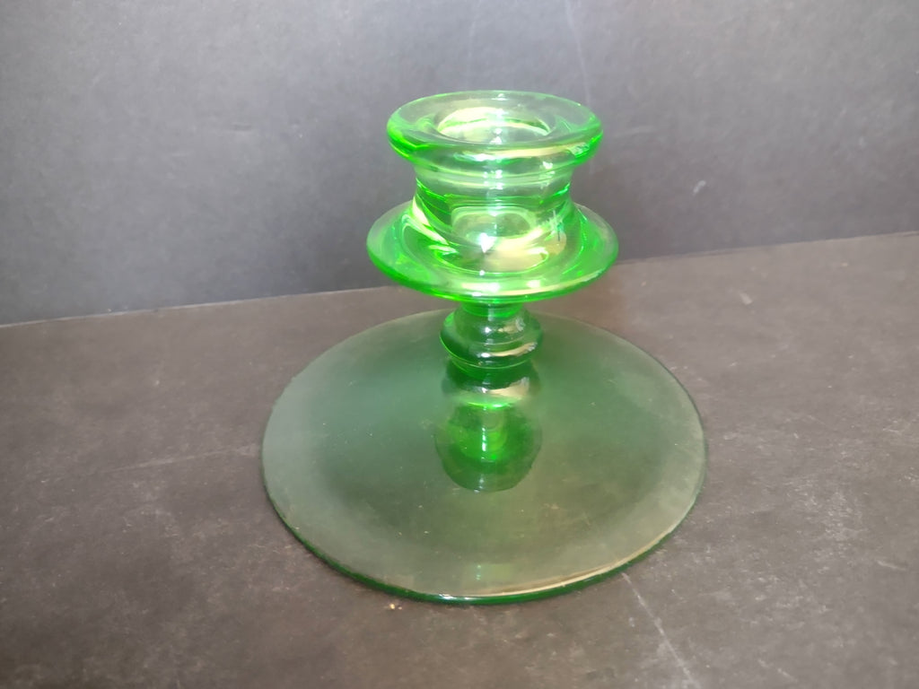 Uranium Vaseline Glass Glows Green Candle Holder (lot 2711)