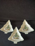 Vintage Nikko Japan Small Candy Dish Christmas Tree x 3 Some CRAZING (Lot 4821)