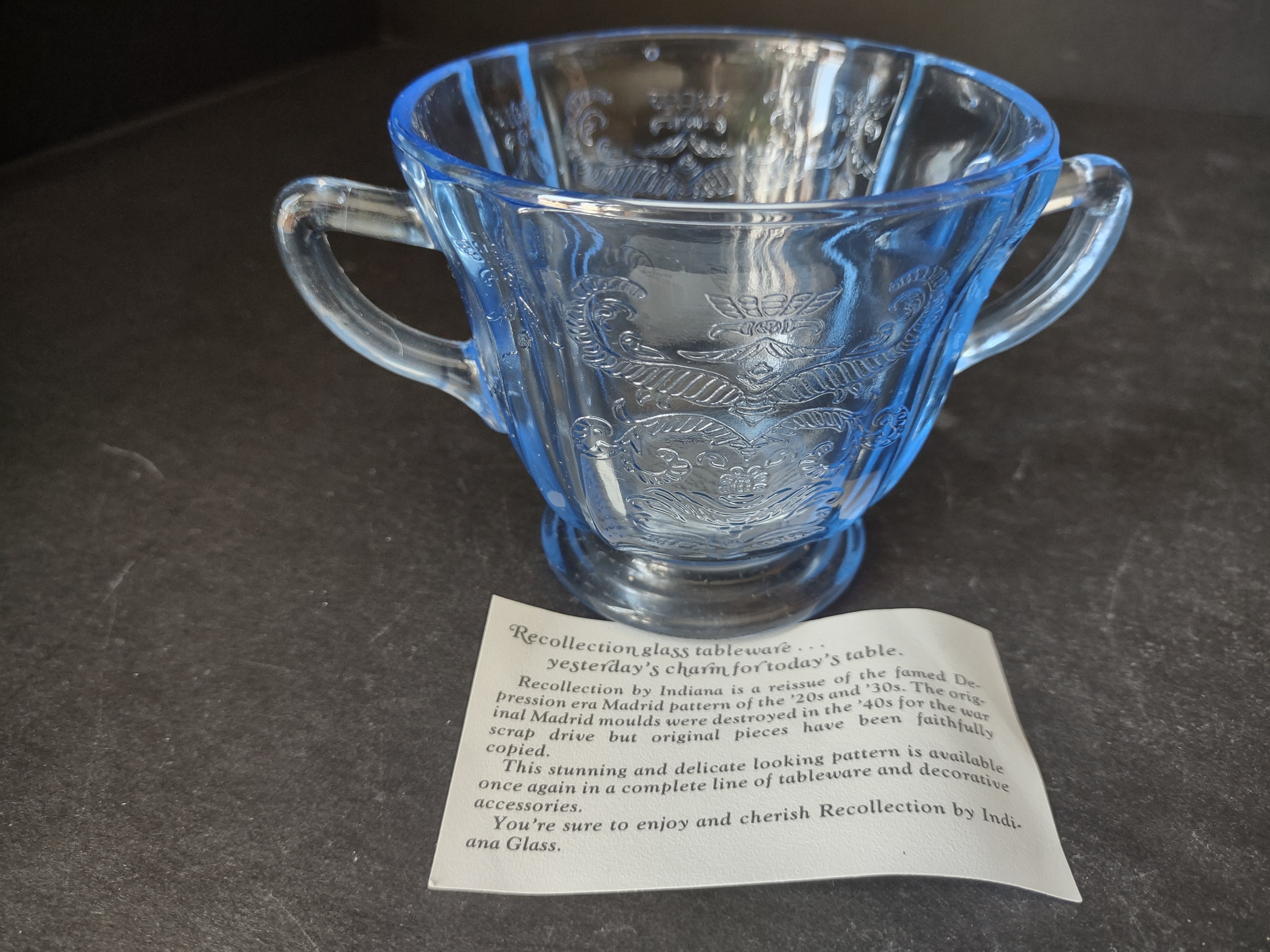 Vintage Indiana Glass Recollection Madrid Blue Sugar Creamer Pitcher (lot 2960c)