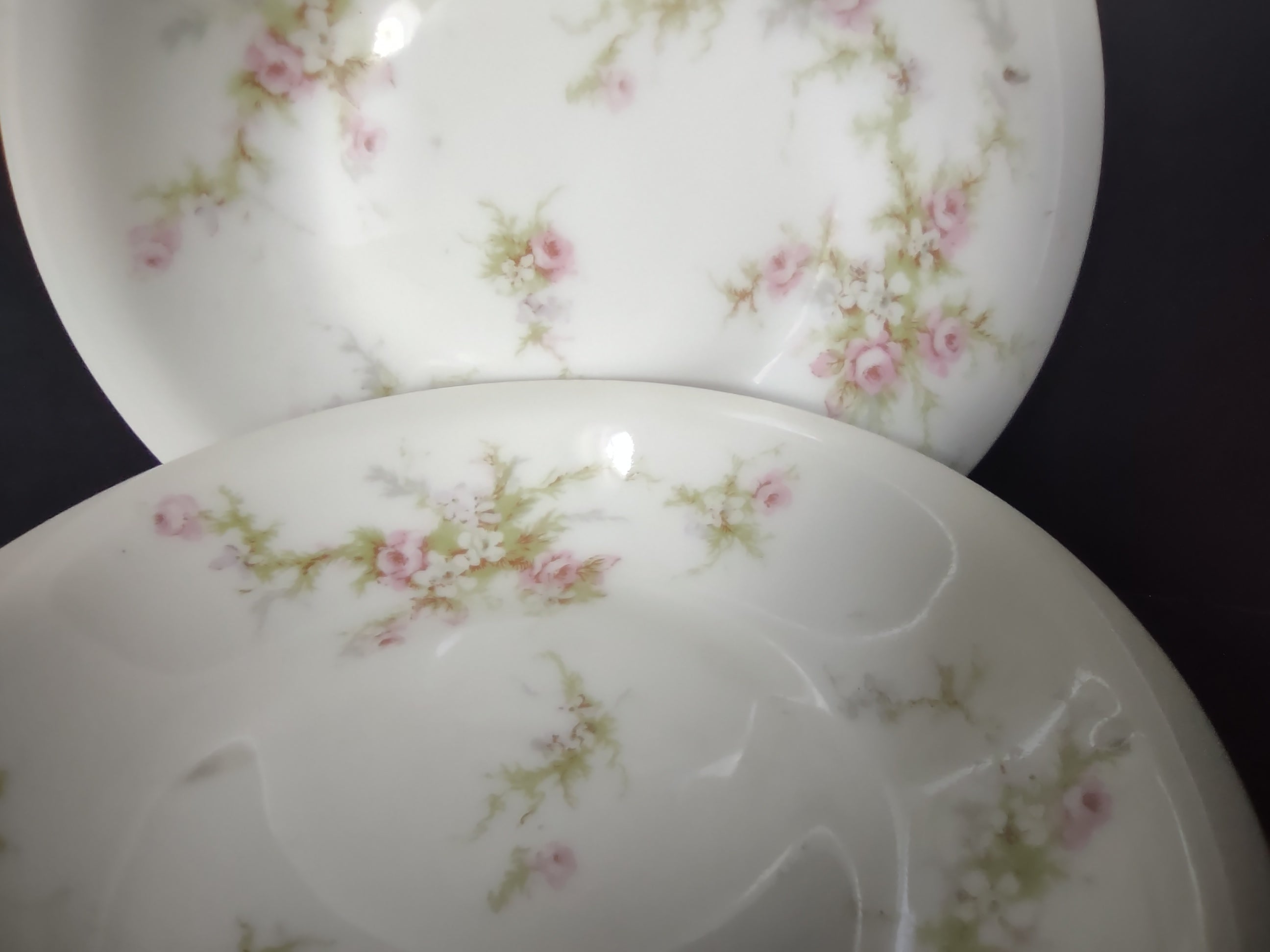 Haviland Limoges 4 x Small Cranberry Bowl 5" White Purple Flower Moss (lot 899)