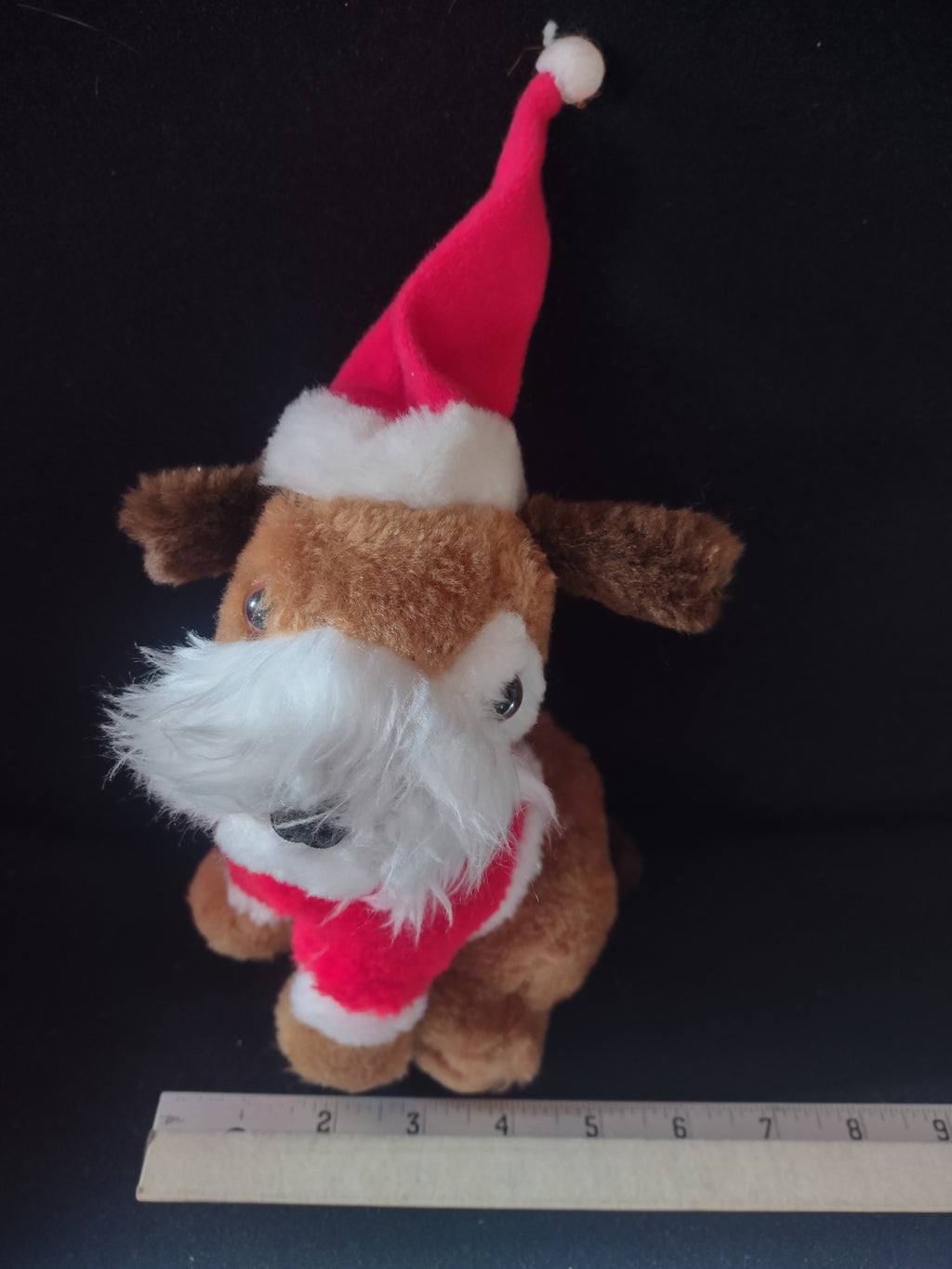 Vintage Wallace Berrie Plush Christmas Dog Santa Suit Hat (Lot 4537)