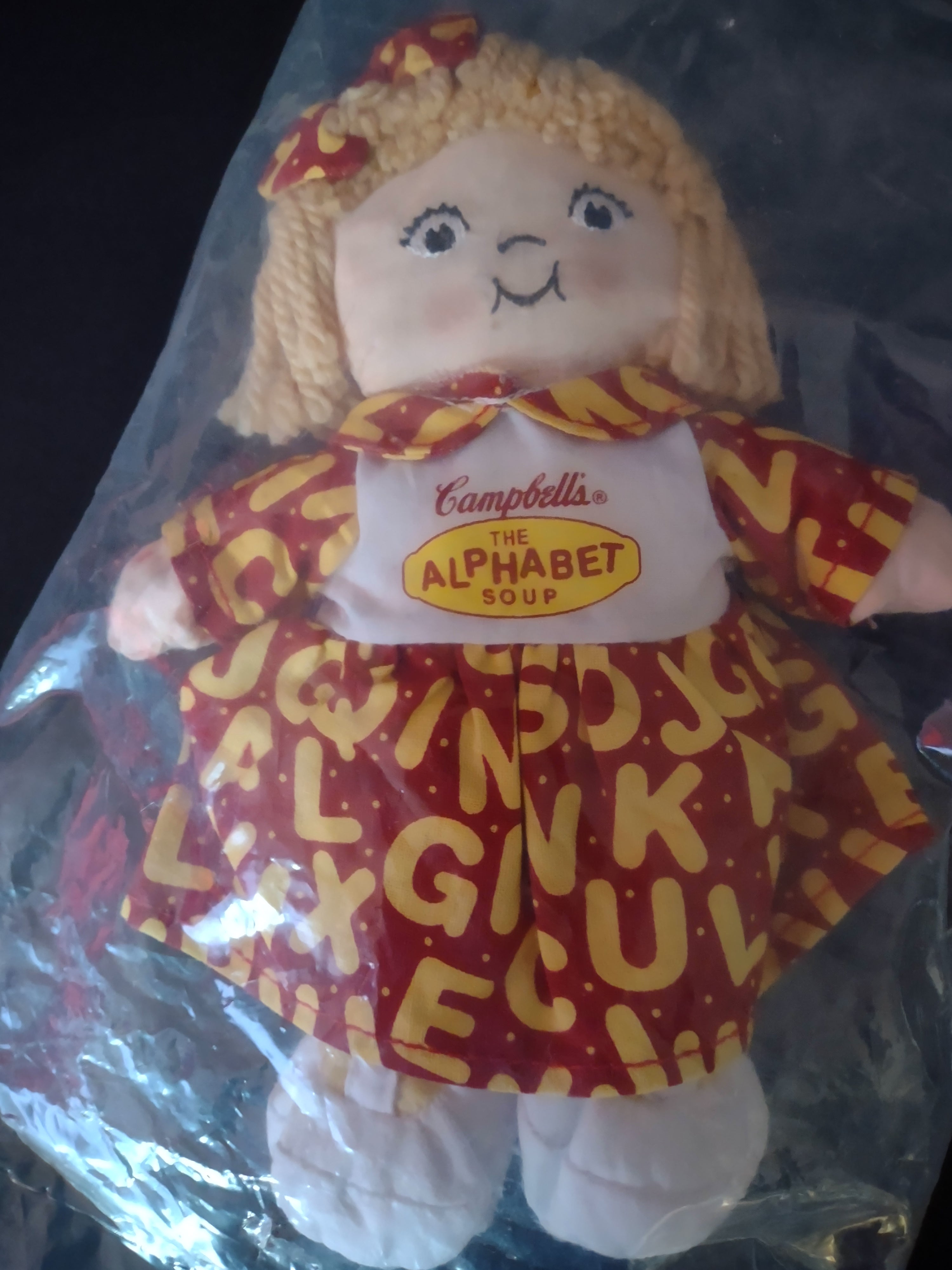 Vintage Campbells Kids Alphabet Soup Beanbag Plush Toys Girl Boy (Lot 4737)