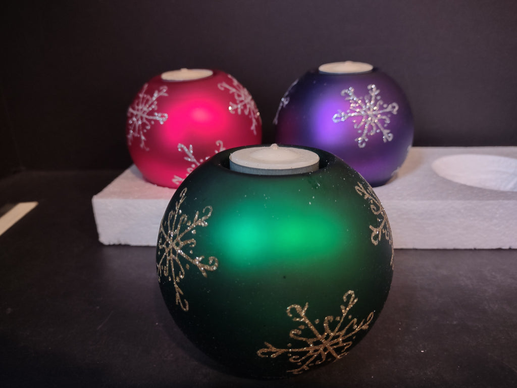 Three to Glow Holiday Christmas Candle Set Snowflake (lot 2592c)