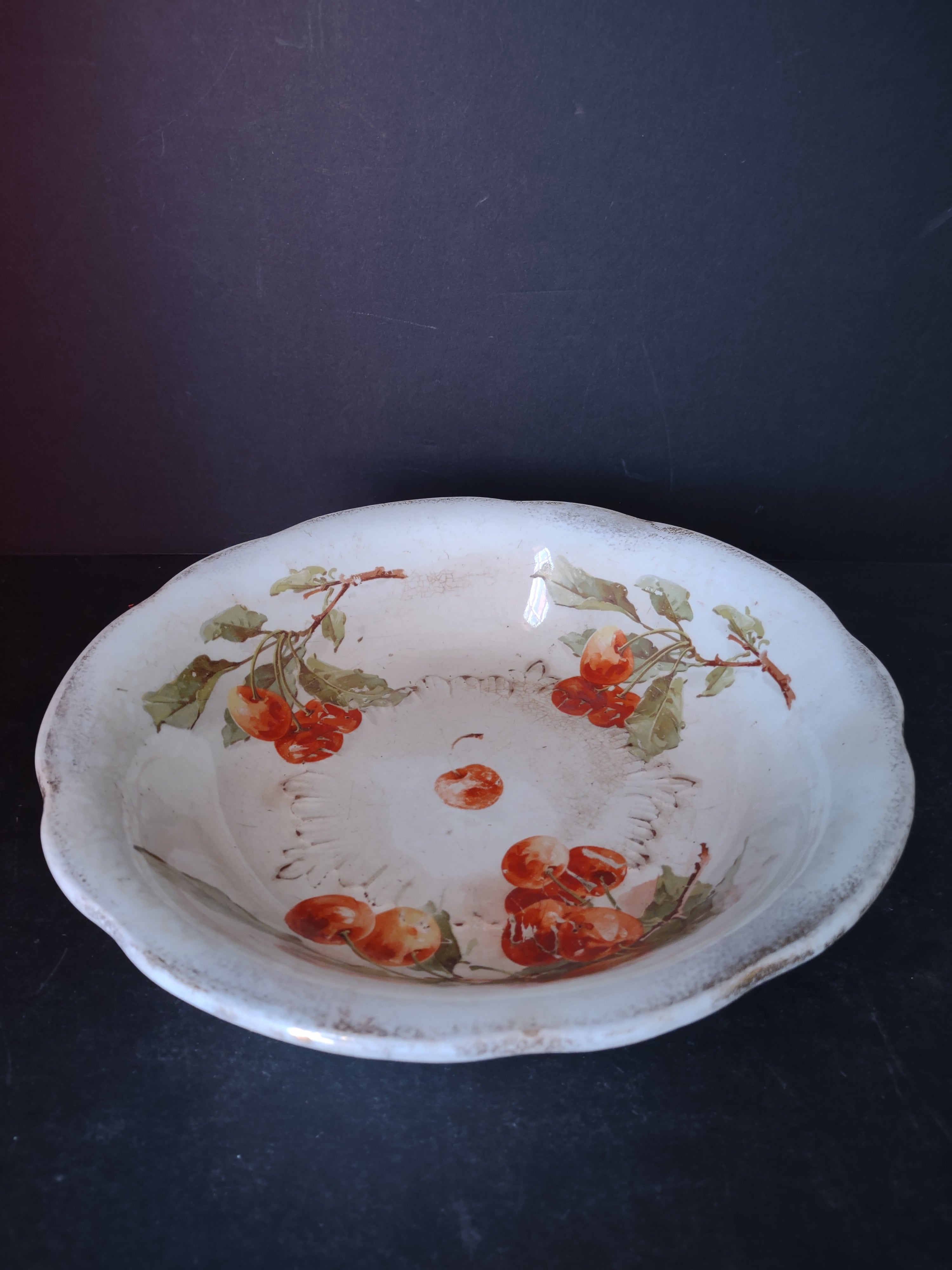 Vintage Bowl Heavy Crazing Anchor Pottery Farmhouse Semi-Porcelain (lot 3432t)