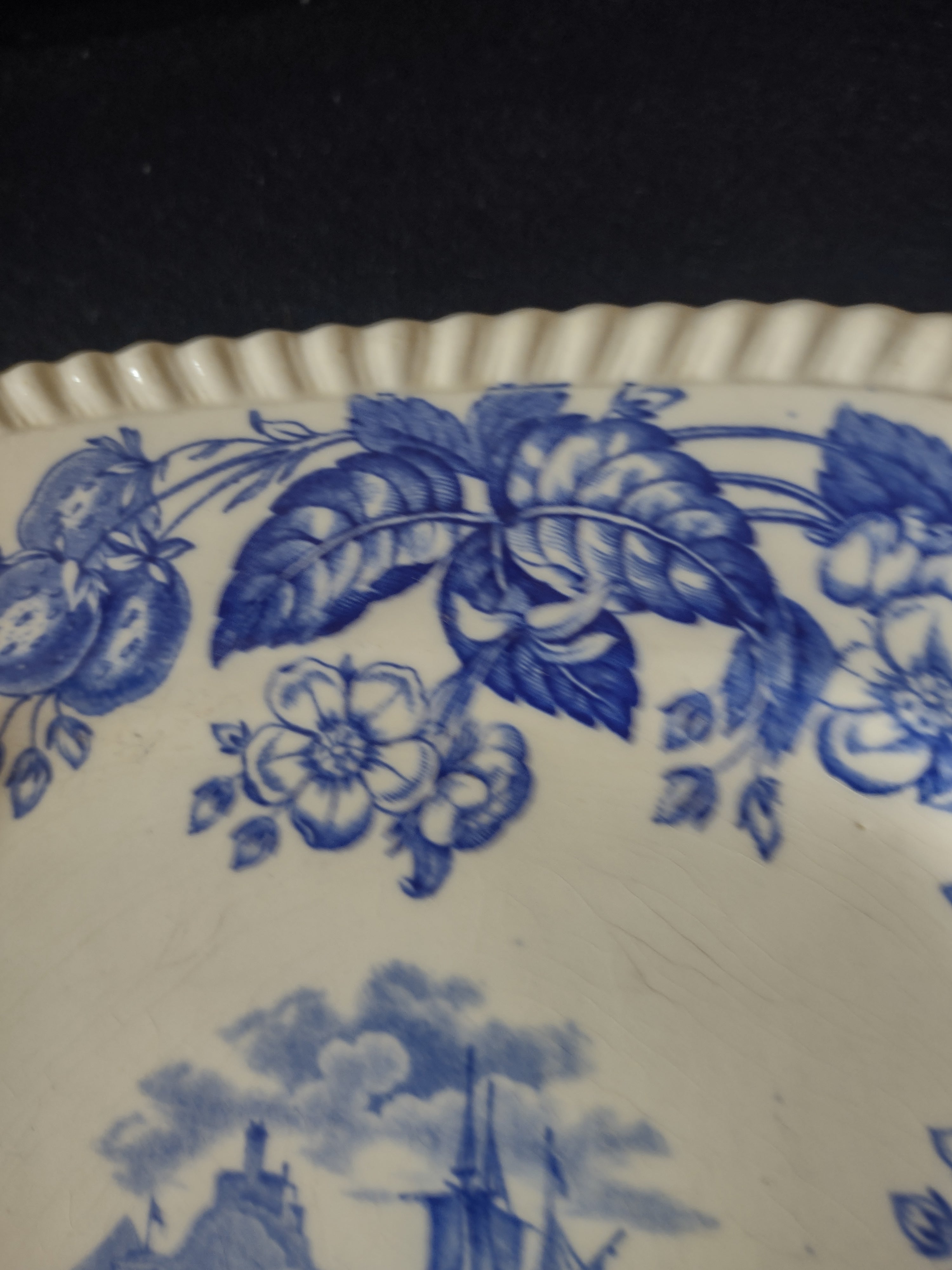 Vintage Copeland Spode Plate Old Salem Blue Earthenware IMPERFECT (Lot 5817)