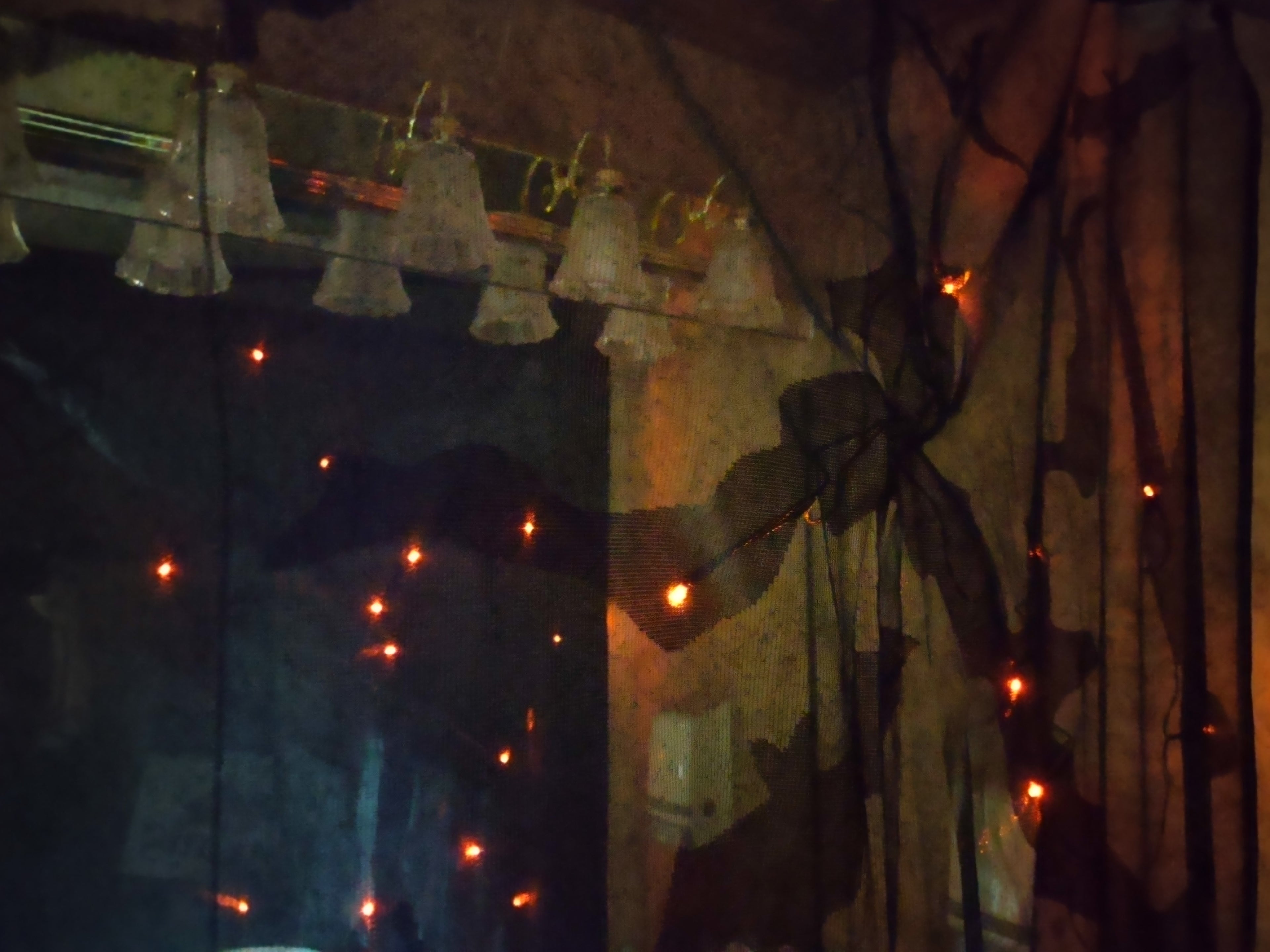 Halloween Light Up Black Curtain 84" x 50" Which Bat (lot 3100)