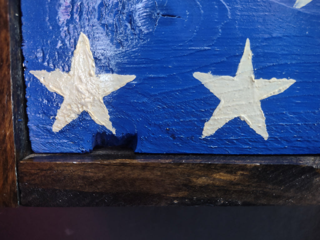 Handmade Patriotic Stars American Wooden Cross 27" x 17" (lot 3378)